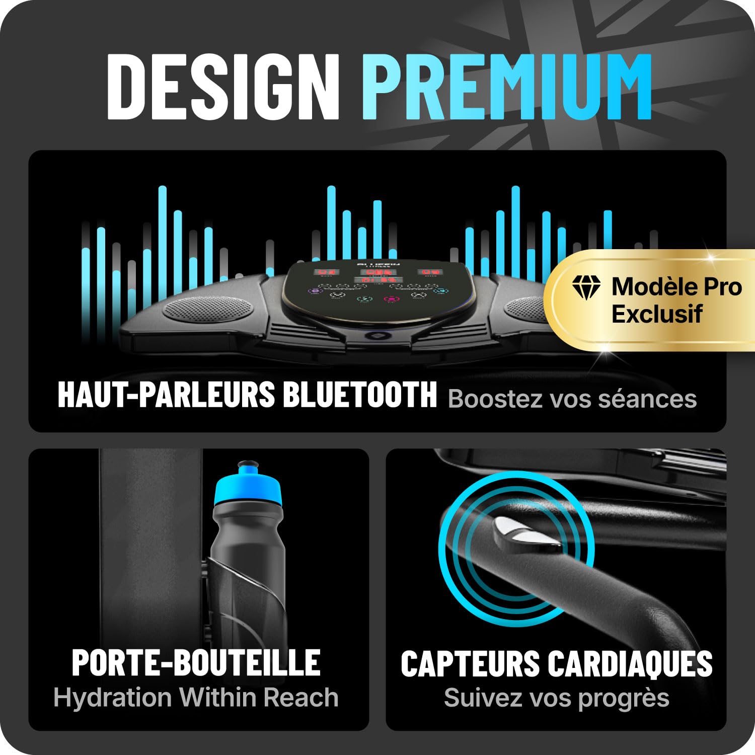 Plateforme Vibrante Pro Bluefin Fitness | Sport à la Maison | Expérience Fitness | Rotation des Hanches 360 | Moteurs Silencieux | Haut-parleurs | Design Anglais