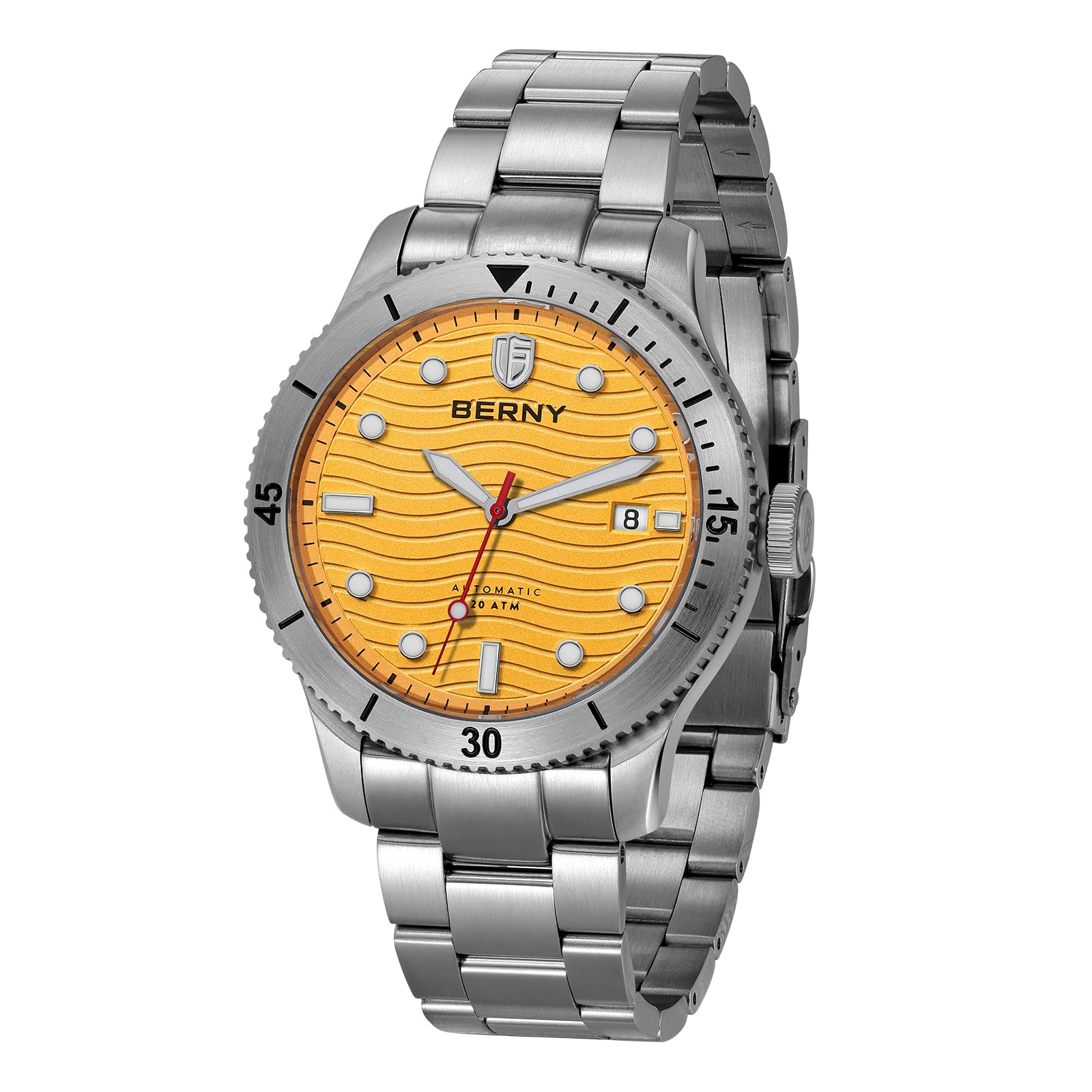 BERNY Dive Watch for Men Automatic Watch 20ATM Waterpoof Sport Mechanical Wristwatch HV600 Hardness Sapphire Glass Diving Swimming Mens Watch Super Luminous, Yellow, Modern (B0C662CCV3) Amazon Price History, Amazon Price Tracker