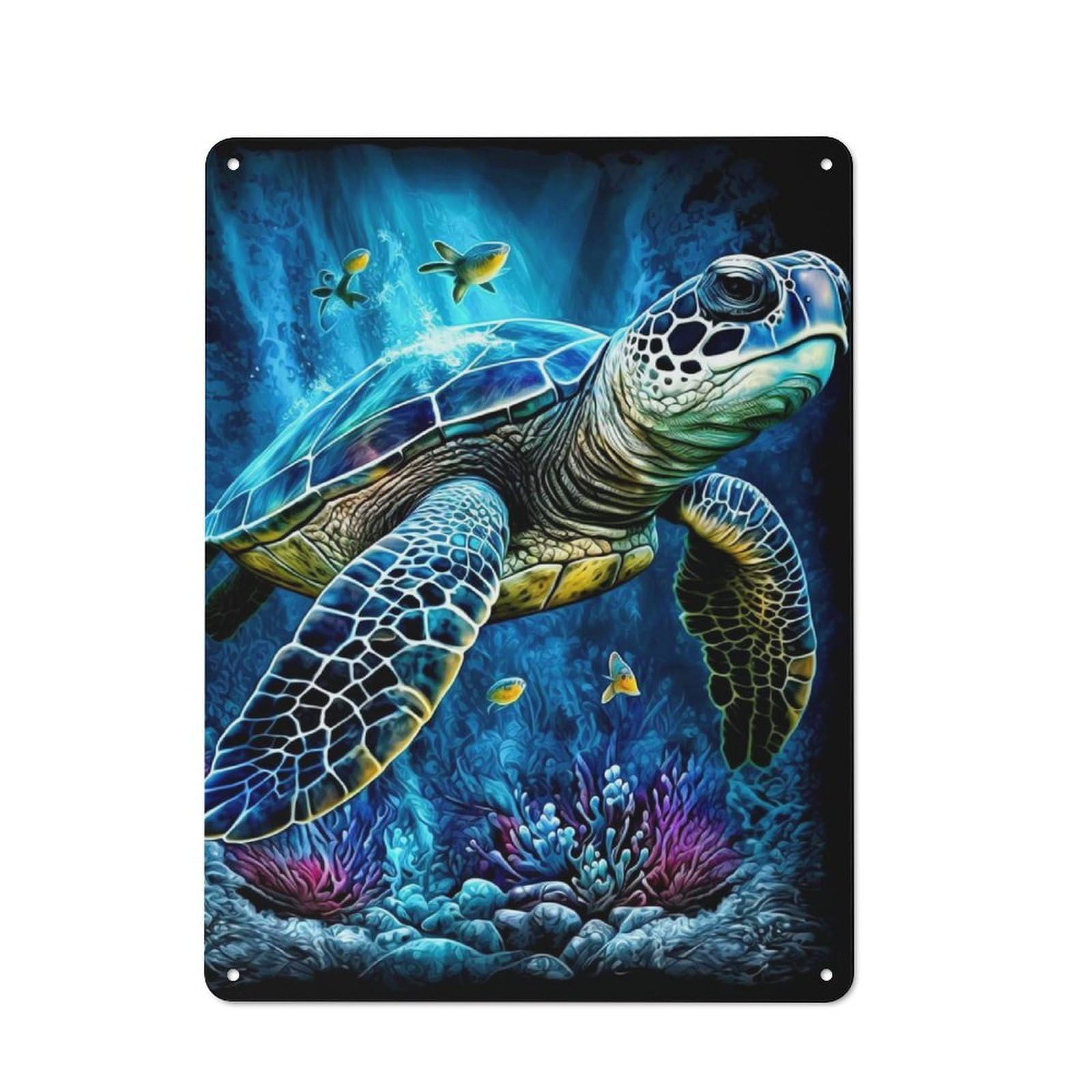 Ocean Turtle Vintage Metal Sign 40x30cm, Bistro Style Bistro Wall Plaque for Tea Room, Shop Wall Or Breakfast Area