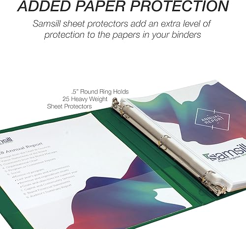 Vista 63 de Samsill (MP128587) - Carpeta de 3 anillos redondos de 3 pulgadas, fabricada en los EE. UU., con cubierta transparente personalizable para insertos