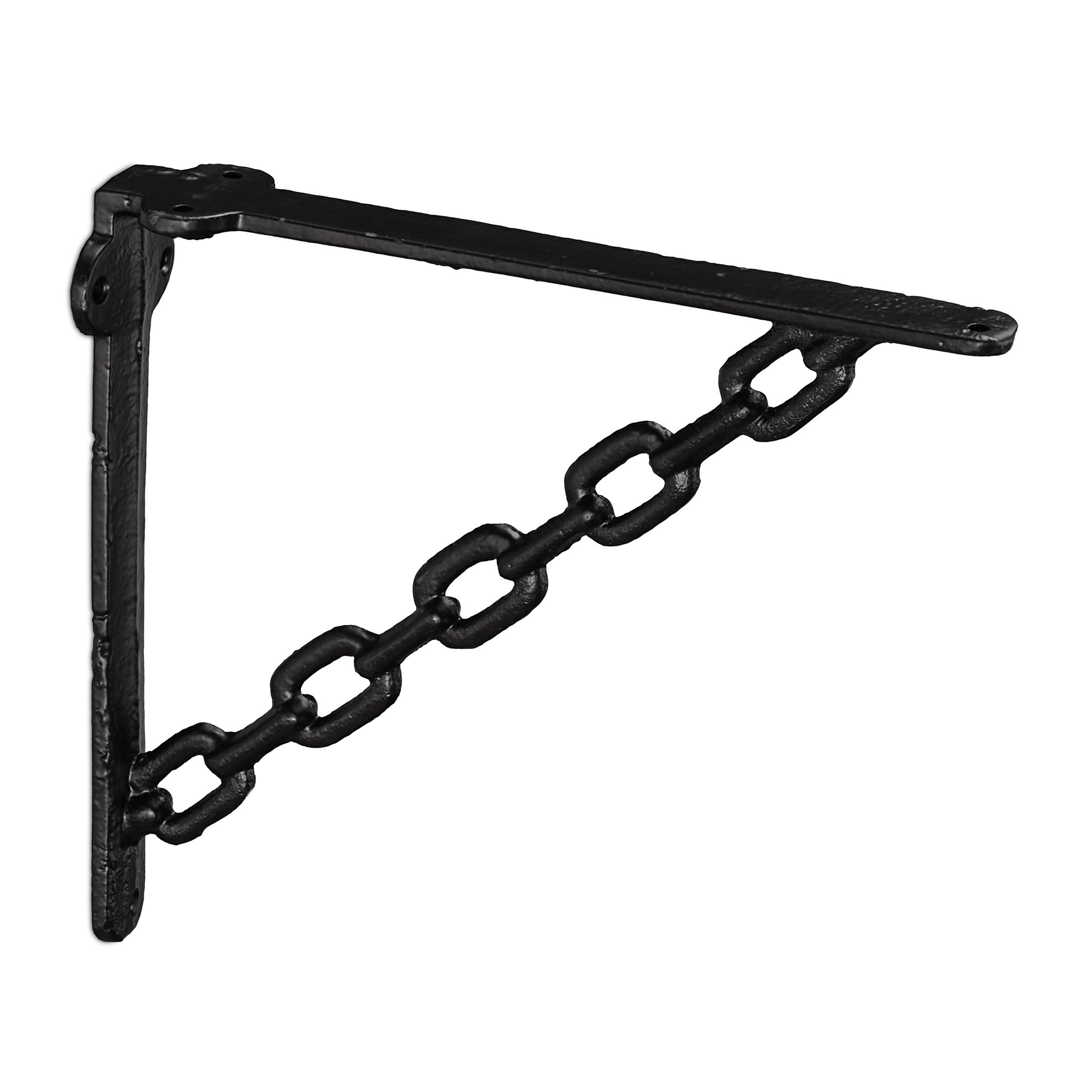 Lot de 6 équerres d'étagère en Fonte Antique, Vintage, Motif chaîne, Support Mural pour étagère, Noir