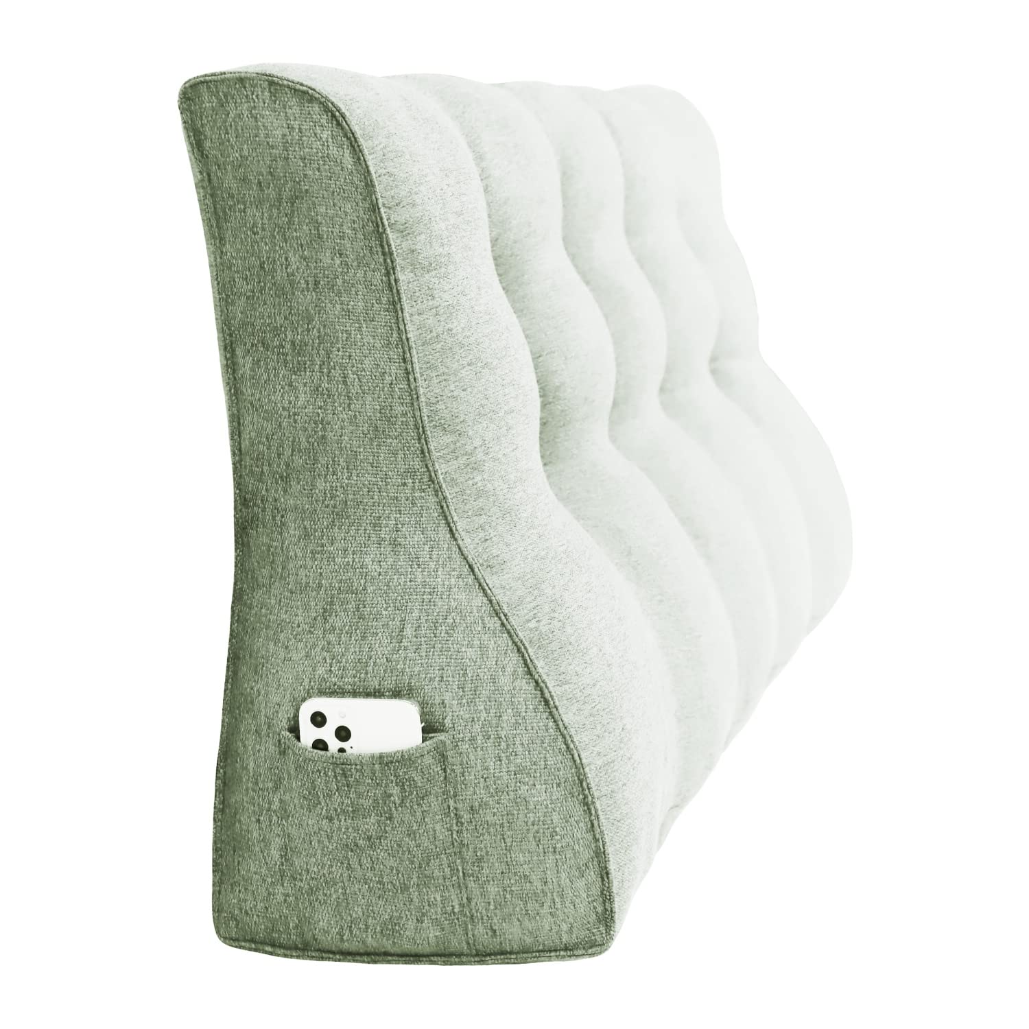 Cuscino Triangolare Per Schiena E Gambe - Schienale Letto/Divano Con Tasca, Misura 120 Cm Ciano | Supporto Ergonomico Per Lettura E TV