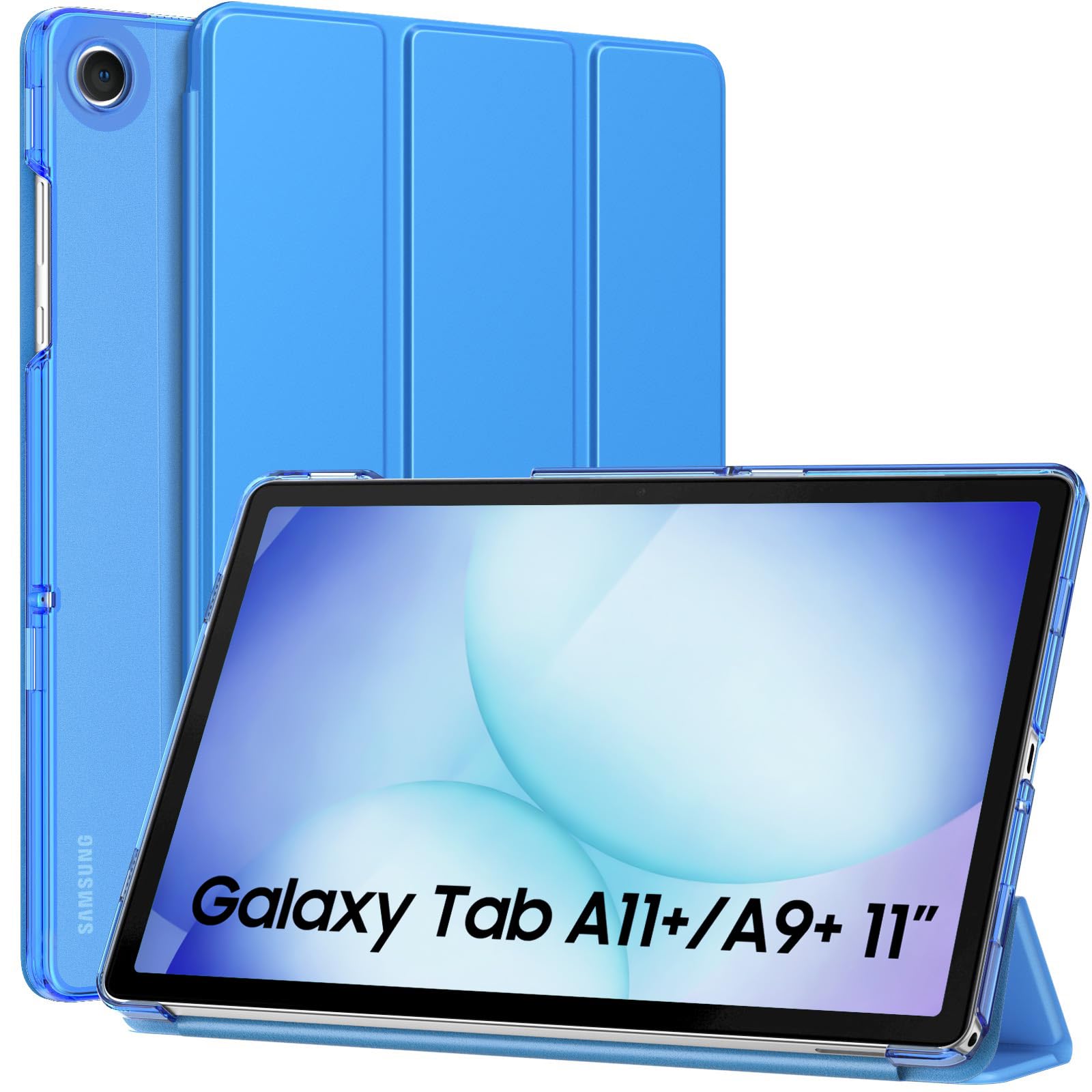 MoKo Slim Case for Samsung Galaxy Tab A11+ Plus/ A9+ Plus 11 Inch | Smart Stand Hard PC Translucent Back Shell Cover for Galaxy Tab A11+/A9+ Tablet, Auto Sleep/Wake, Blue Wave
