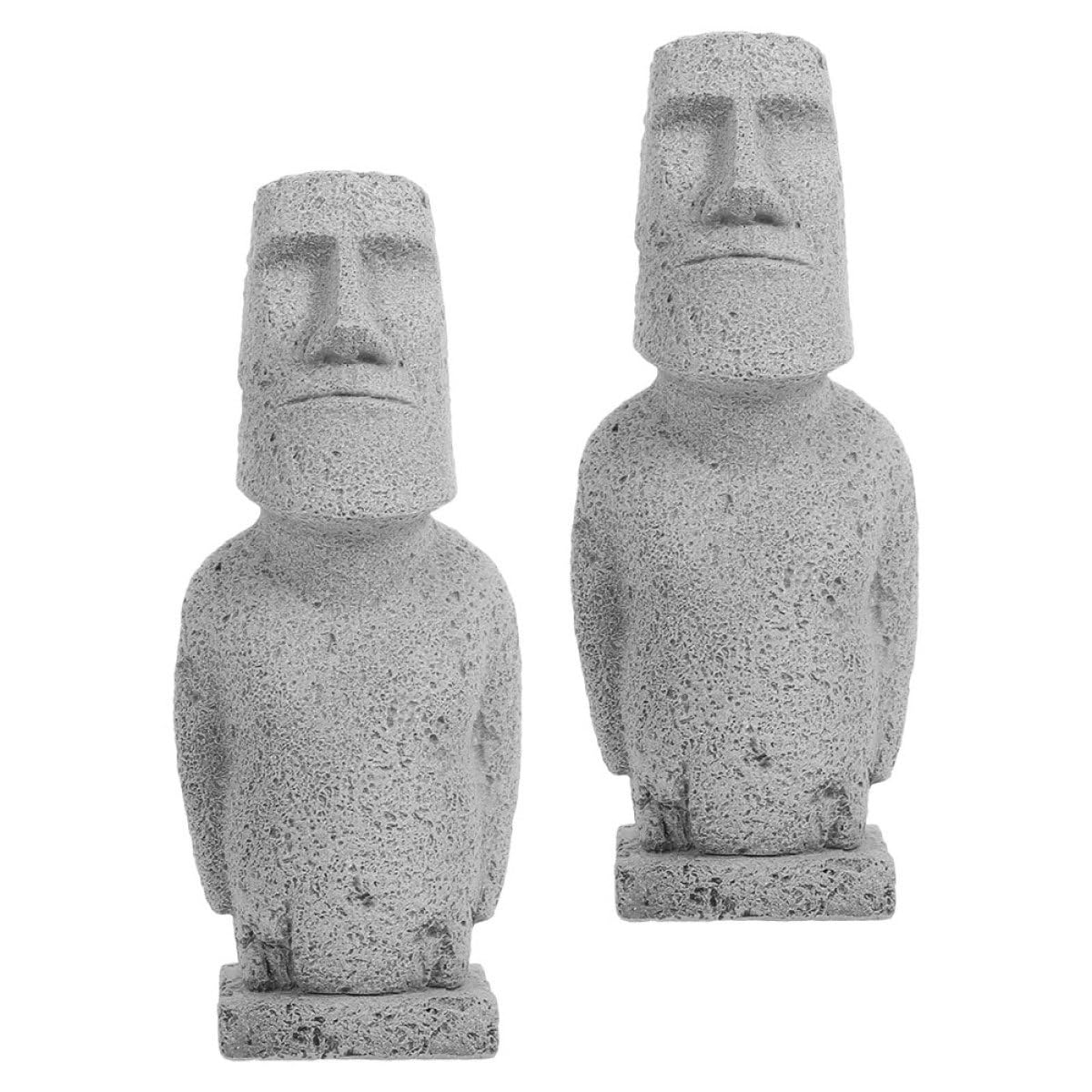 Levemolo 2pcs Easter Island Statue Moai Head Figurine for Home Garden Desktop and Bookshelf Decor Abstract Face Sculpture for Table Decoration
