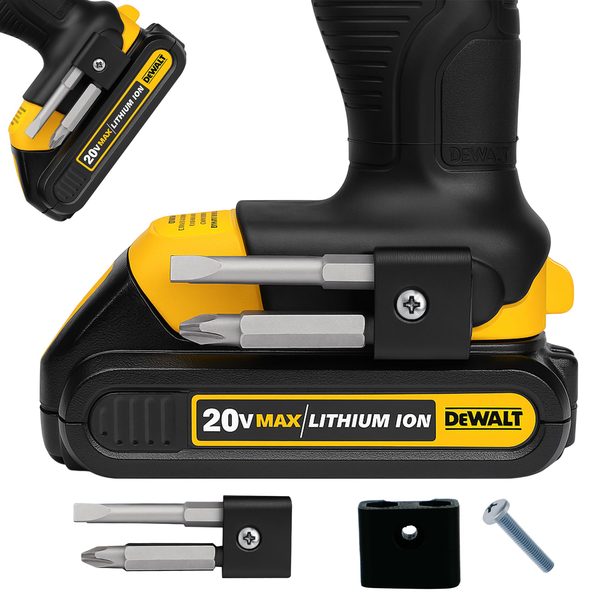 Magnetic Bit Holder for DEWALT 20V Drill Driver Bits Set Low Profile 3D Printed, 2 Pack