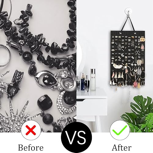 Miniatura 6 de Classycoo Organizador de aretes colgantes, soporte para aretes colgantes, con capacidad para hasta 270 pares, organizador colgante de pared para