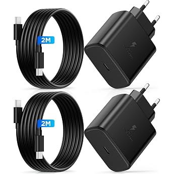 45 W USB C Charger for Samsung, 2 Pack Mobile Phone Quick Charger with 2 m Charging Cable, Type C Fast Charger for Samsung Ga