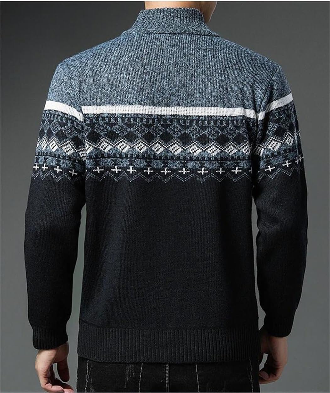 Men’s Fleece-Lined Cardigan Sweater Outerwear Thick Cozy Full Zip Layered Knit Top