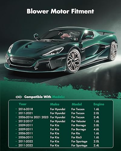 Vista 315 de SCITOO 700188 Reemplazo del motor del ventilador HVAC con jaula de ventilador para Toyota Tacoma 2005-2015, reemplazo OE - 87103-04043, 87103-04044