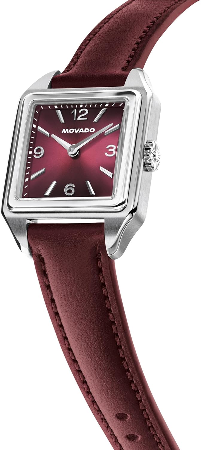 Movado Heritage 1917 Women’s Swiss Quartz Leather Petite Square Watch, 25mm
