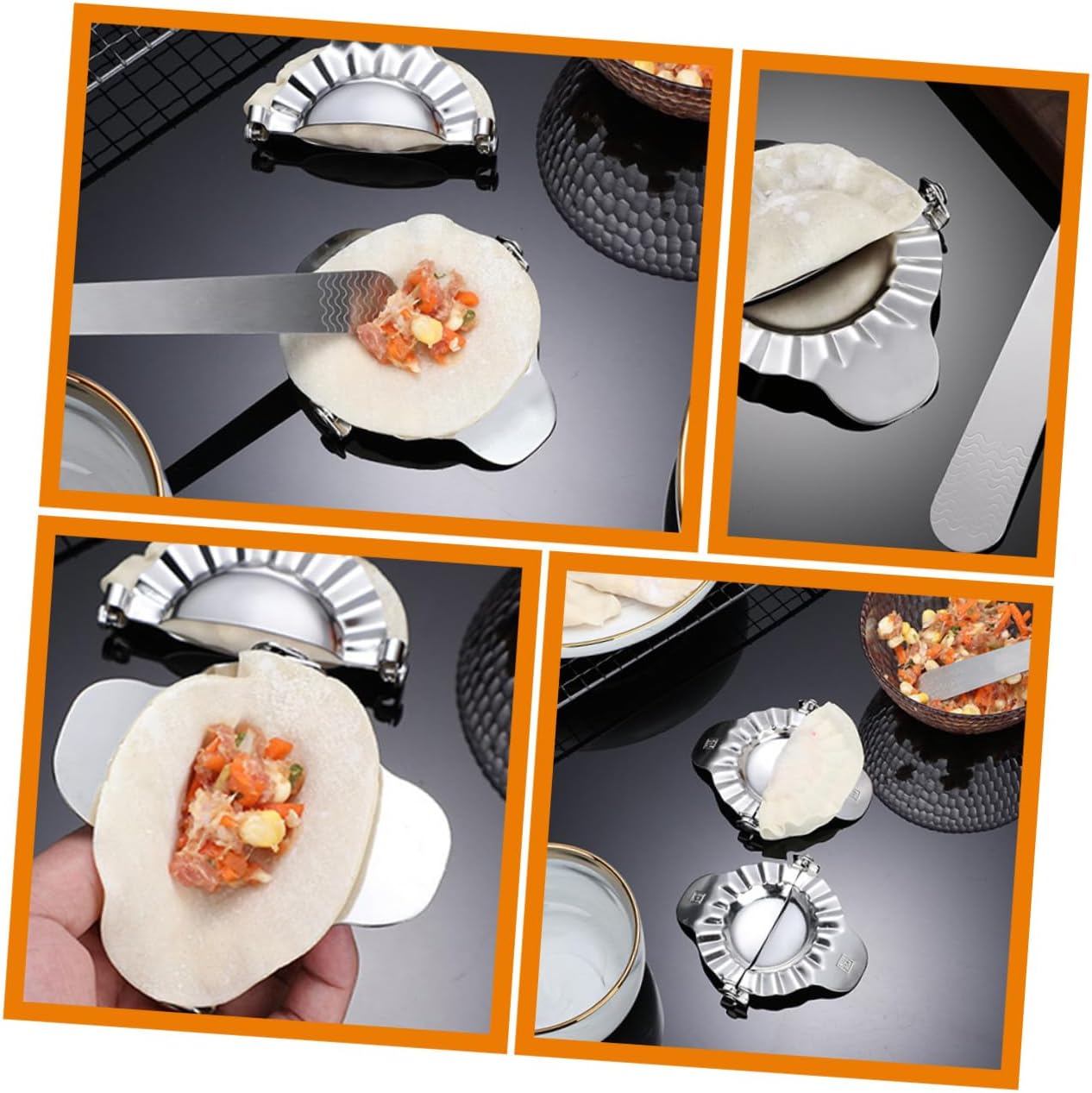 Ciieeo Dumpling Maker Mould Stainless Steel Manual Dumpling Press Dough Cutter Convenient Kitchen Tool and Wontons Suitable for Family Use