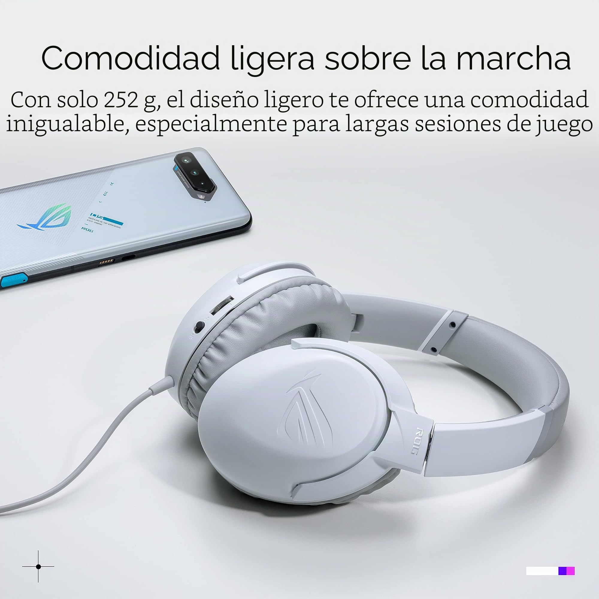 ROG Strix Go Core Moonlight White - Auriculares Gaming (sonido envolvente, comodidad increíble, compatibles con PC, Mac, teléfonos móviles, PlayStation 5, Xbox Series X y S, y Nintendo Switch) Negro