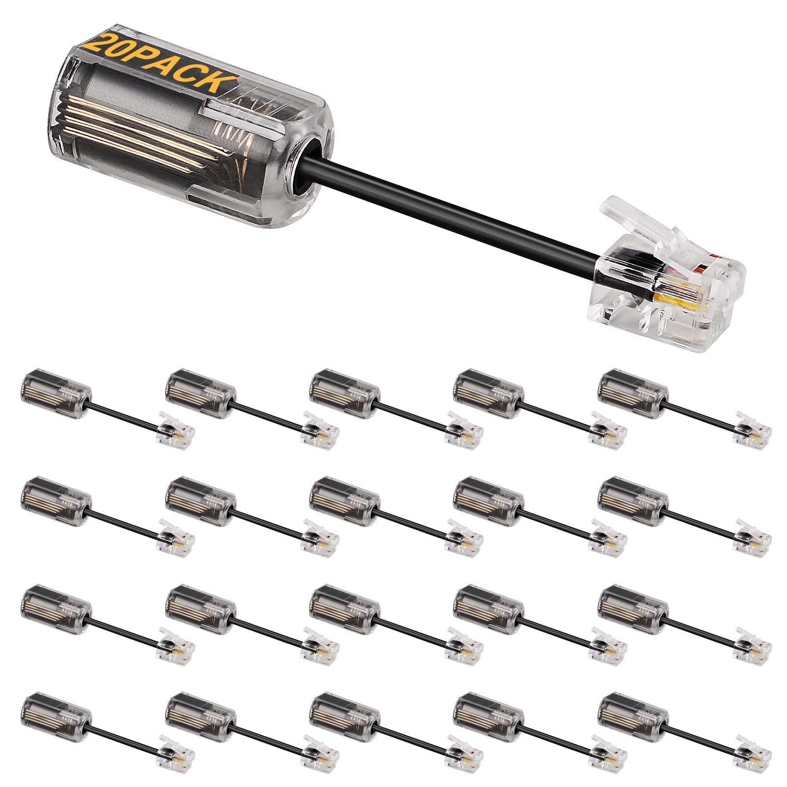 Uvital Phone Cord Detangler for Landline, Anti-Tangle Telephone Handset Cable 360 Degree Rotating Landline Swivel Cord Untangler Black (20 Pack)