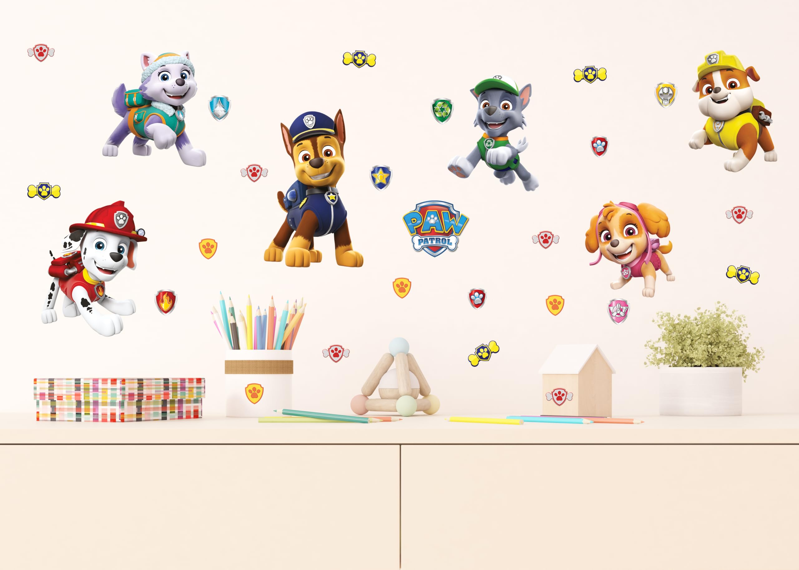 AG Design Paw Patrol Adesivi da Parete per Bambini 30x30 cm Autoadesivi Decorazione