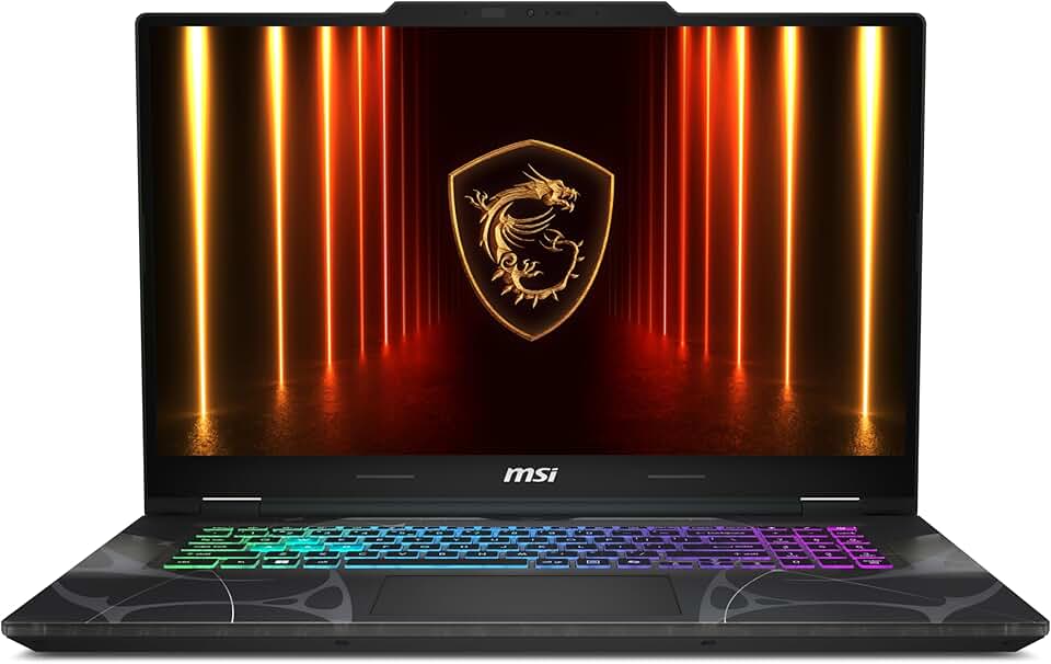 MSI Laptop para jogos Cyborg 17 43.9 cm FHD 144Hz: Intel Core 7-240H, NVIDIA Geforce RTX 5060, 16GB DDR5, SSD NVMe de 1TB, Tipo C, Wi-Fi 6E, Win 11 Home: Preto translúcido B2RWFKG-074US