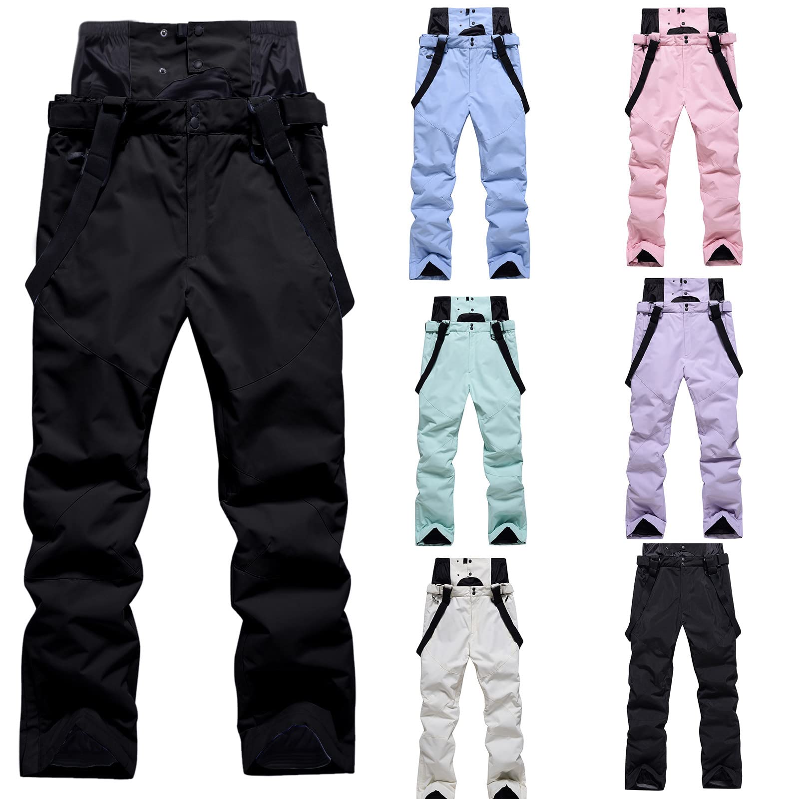 YAOJIWANG Snowboardhose Herren Damen, Warme Winterskianzug Winddicht und Wasserdicht Winter Softshellhose Outdoor Sporthose Schneehose Unisex Skihose Oversize Gefüttert Winterhose mit Taschen