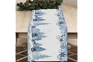 Christmas Table Runner 36 Inch with Blue Snowflake for Winter, Holiday Table Runner for Christmas