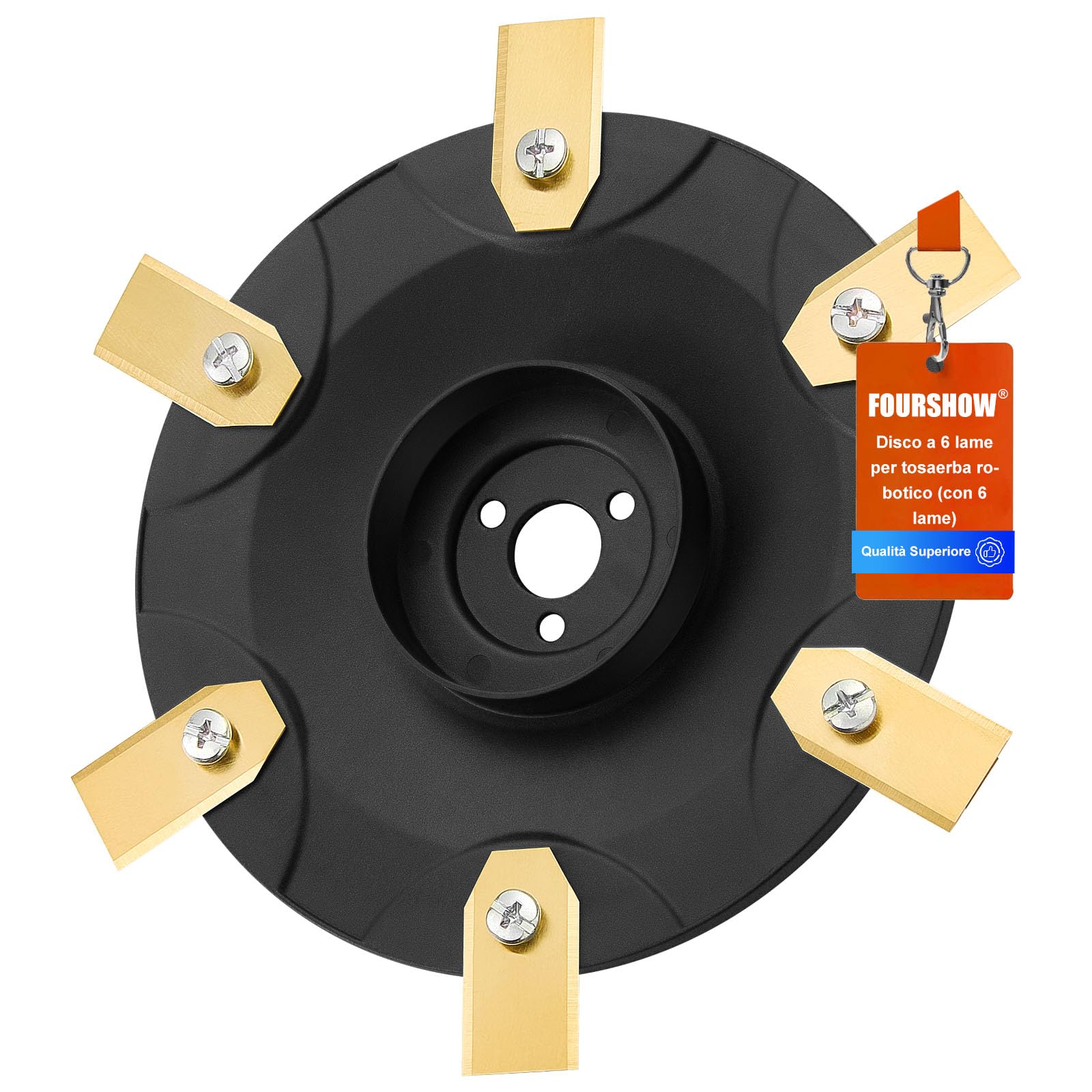 FourShow 【Taglio più Efficiente】 Piastra Lama + 6 Pezzi Lama di Ricambio Compatibile con Husqvarna Automower 105 Robot Tagliaerba 587423601 per Robot Tagliaerba