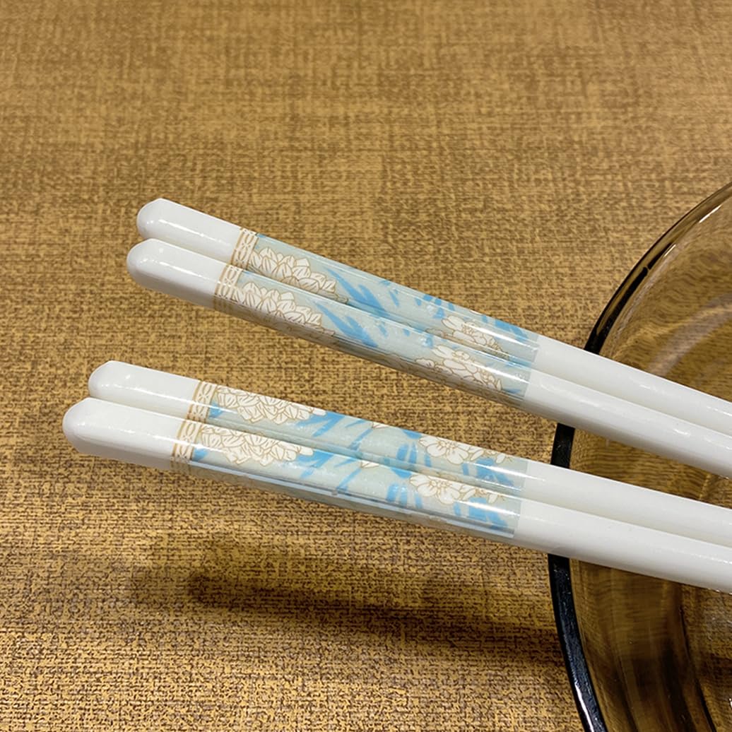 ZHOUXIAO Juego De Palillos De Porcelana Azul Claro, Palillos De Regalo Reutilizables, Palillos De Cerámica De Cerámica De Hueso De Alto Grado, Palitos De Corte Coreano Chinos 10 Pairs