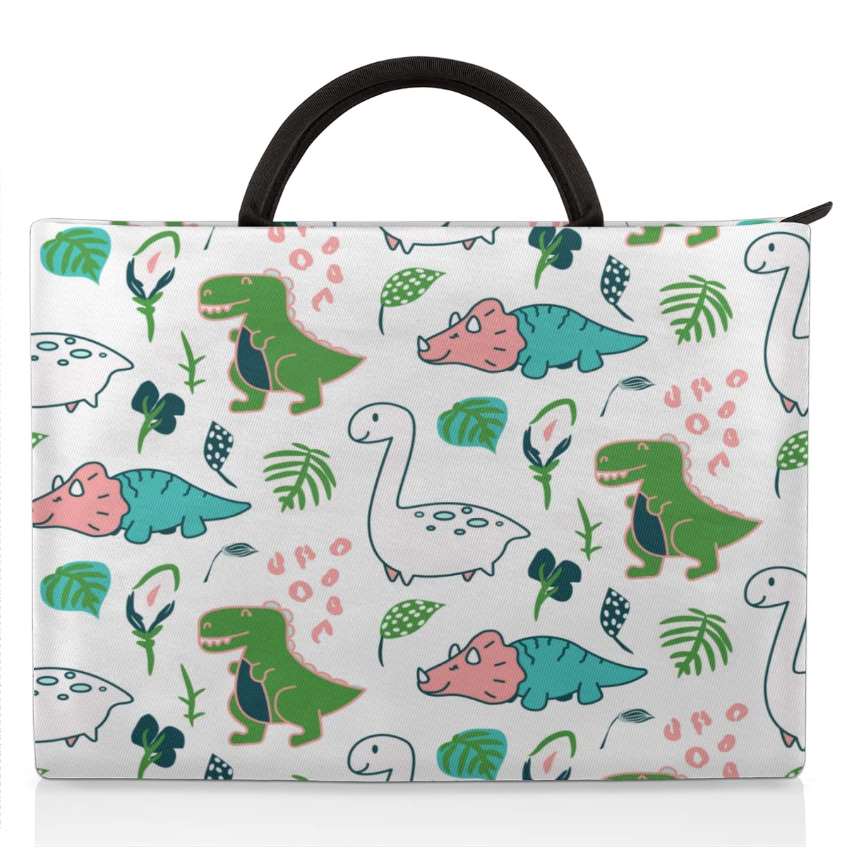 Uroczy pokrowiec na laptopa Kawaii Dino na 13-16 cali zabawny dinozaur ręka torba na laptopa teczka listonoszka torba do przenoszenia dla kobiet mężczyzn dzieci chłopców dziewcząt