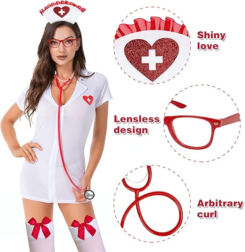 Miniatura 3 de Accesorio de disfraz de enfermera de Halloween, 3 piezas de disfraz de enfermera para Halloween, juego de rol, vestido elegante
