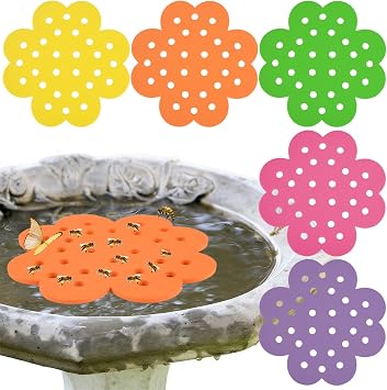 5 Pack Floating Bee Watering Station, 6.5" EVA Flower Shape Bee Island | Colorful Bee Bath and Drink Station, Butterfly Water Stations, Waterer and Feeders for Outdoors Thirsty Pollinators Feeding