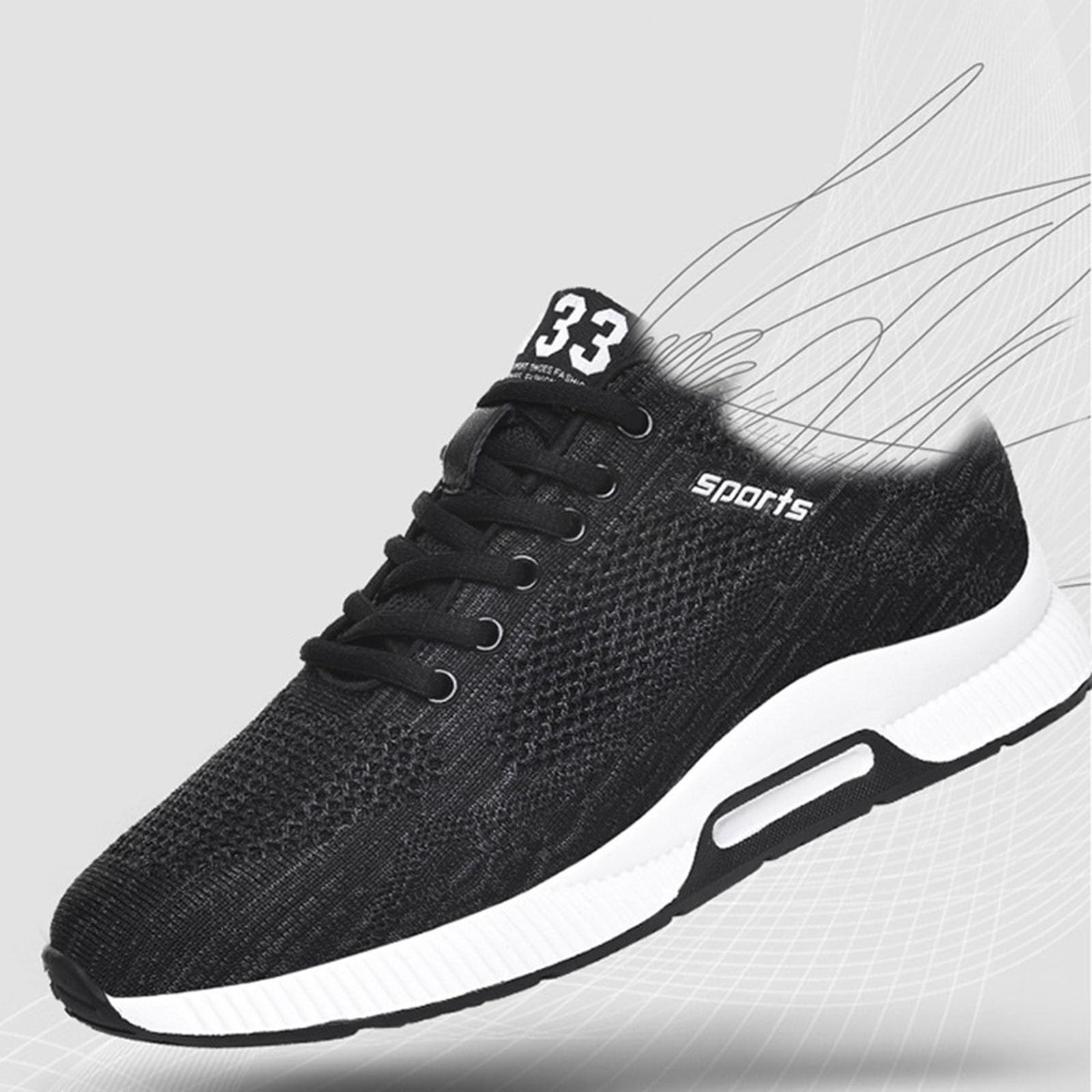 Generisch 2026 Paar Herrenschuhe mit Erhöhung, lässige Mesh-Sneaker, leichte, atmungsaktive Sportschuhe zum Schnüren mit verstecktem Hebeabsatz für Männer, 10 cm (Black, 47)