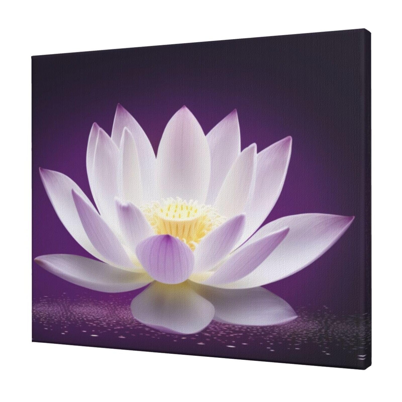 YKLJG lotus flower Purple Printed Wall Art Canvas Prints 60x50 CM Wooden Framed Picture Painting Artwork for Bedroom Kitchen Home Office Decor