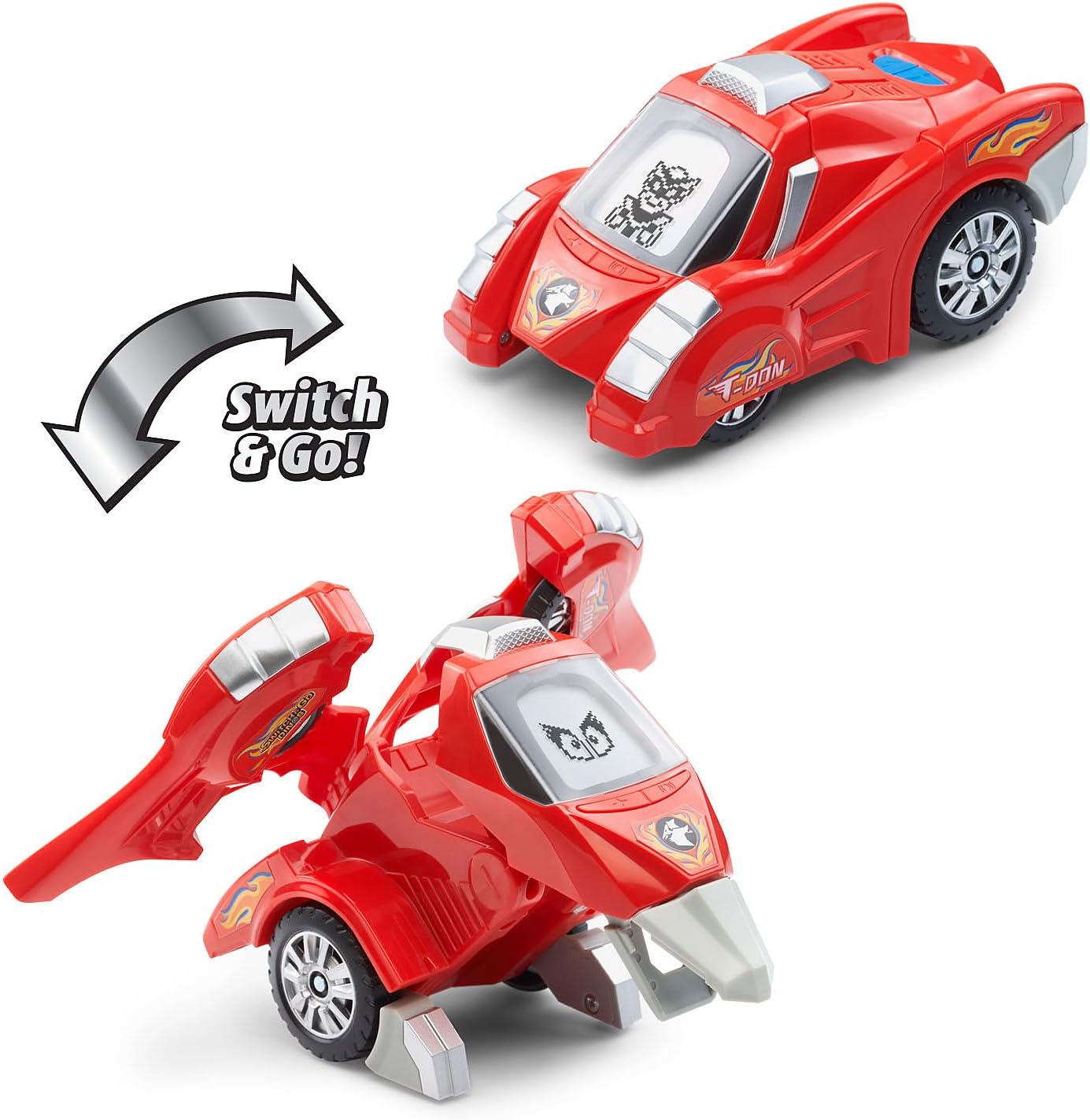VTech Switch & Go Dino T-Don transforming from dinosaur to car