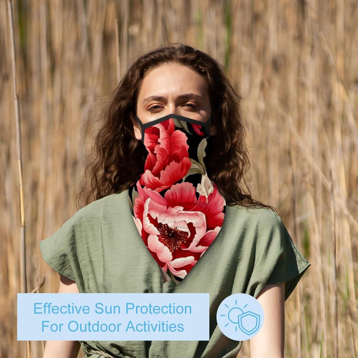 4 Pieces Peony Neck Gaiter Bandana Face Mask, Sun Cooling Scarf Gator Cover Head for Men Women