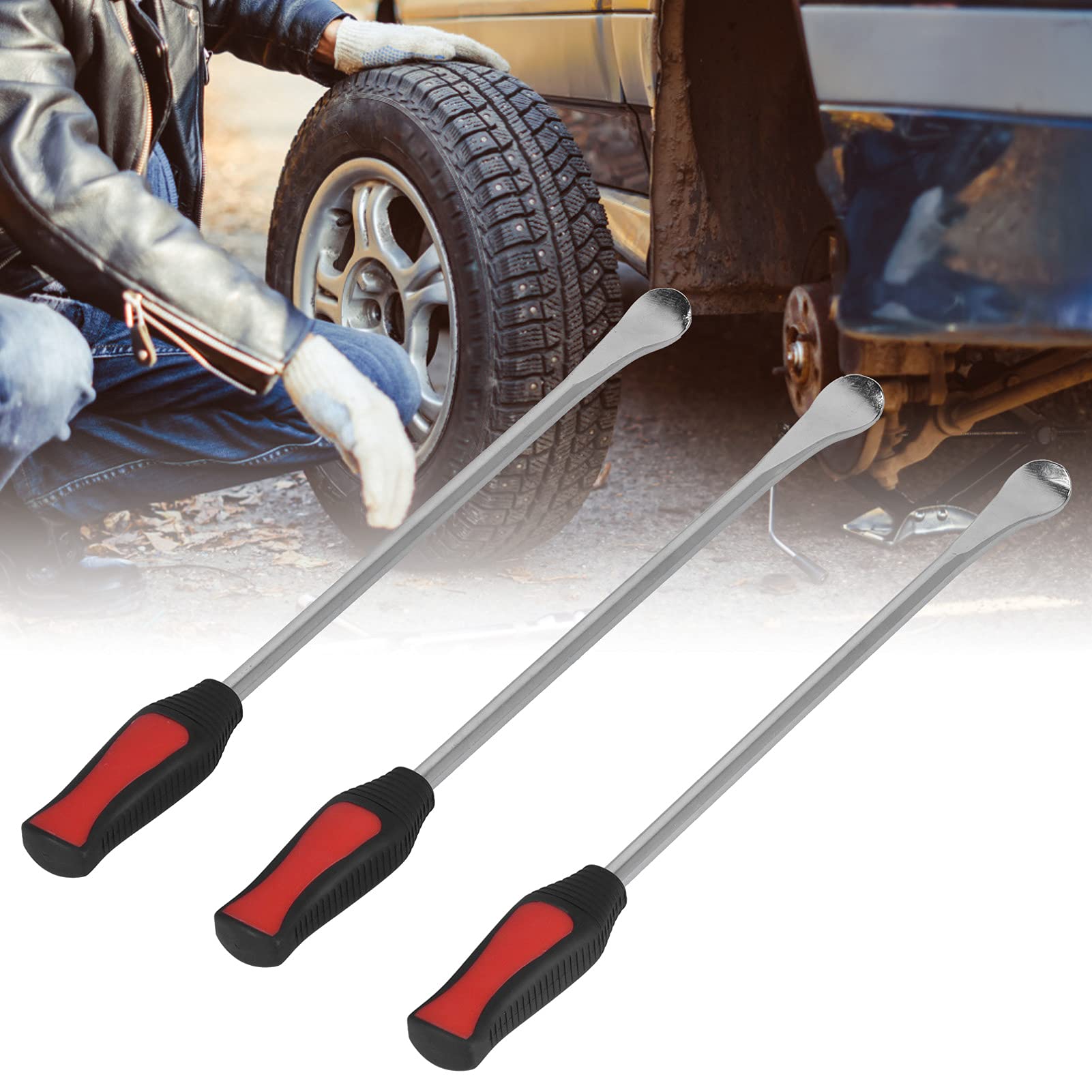 3 Stück Löffelhebel Reifenheber Werkzeuglöffel Robuste Stahlkonstruktion Reifenwechselset für Autoreparaturmaschinen DIY 45# Stahl Polypropylen 37,1 cm