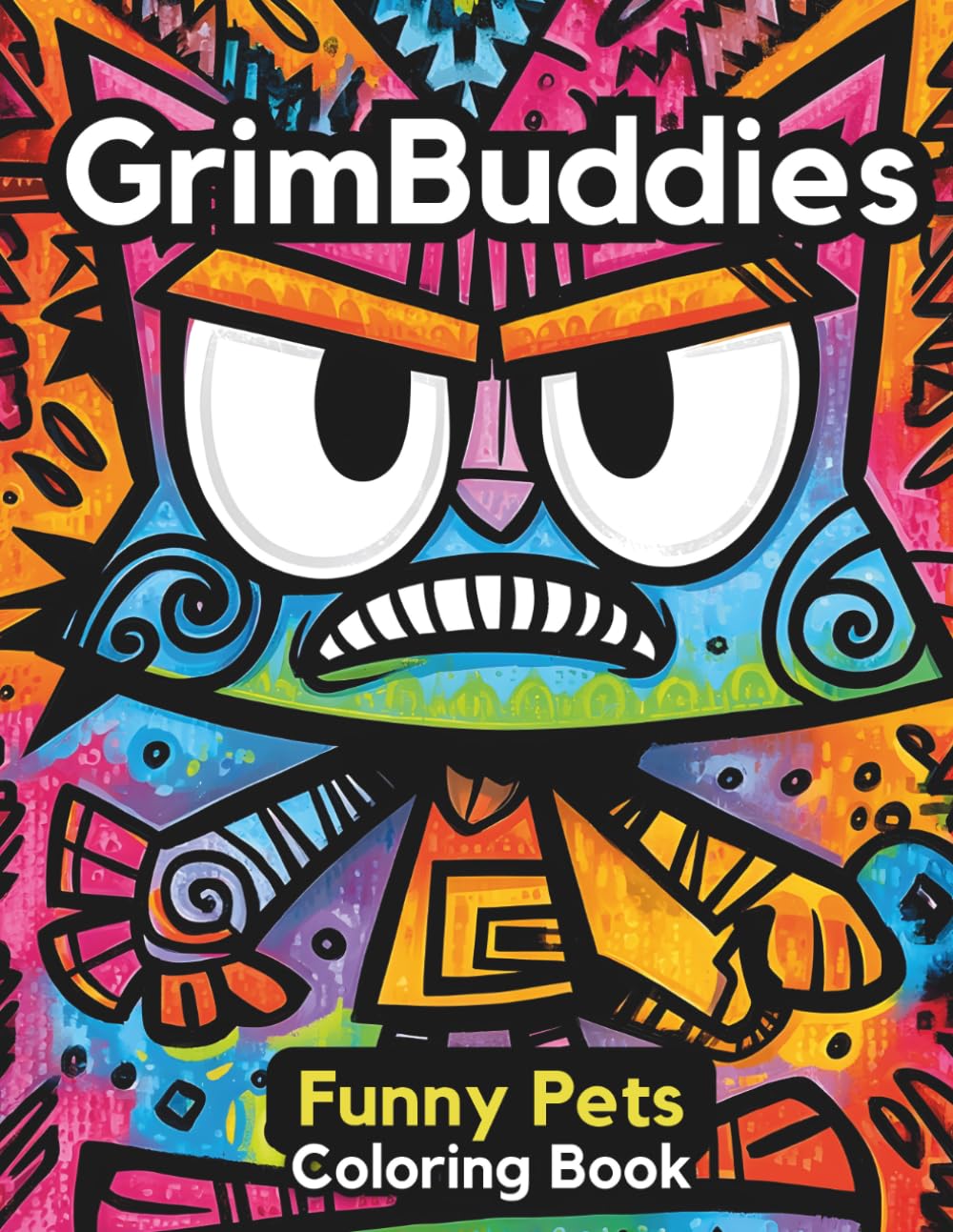 GrimBuddies Funny Pets Coloring Book (Pets Edition): A Cute and Weird Animal Coloring Book for Adults & Teens Featuring Dogs, Cats, and Silly Cartoon Pets for Stress Relief
