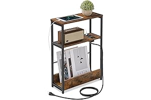 VASAGLE Side Table with Charging Station for Small Spaces