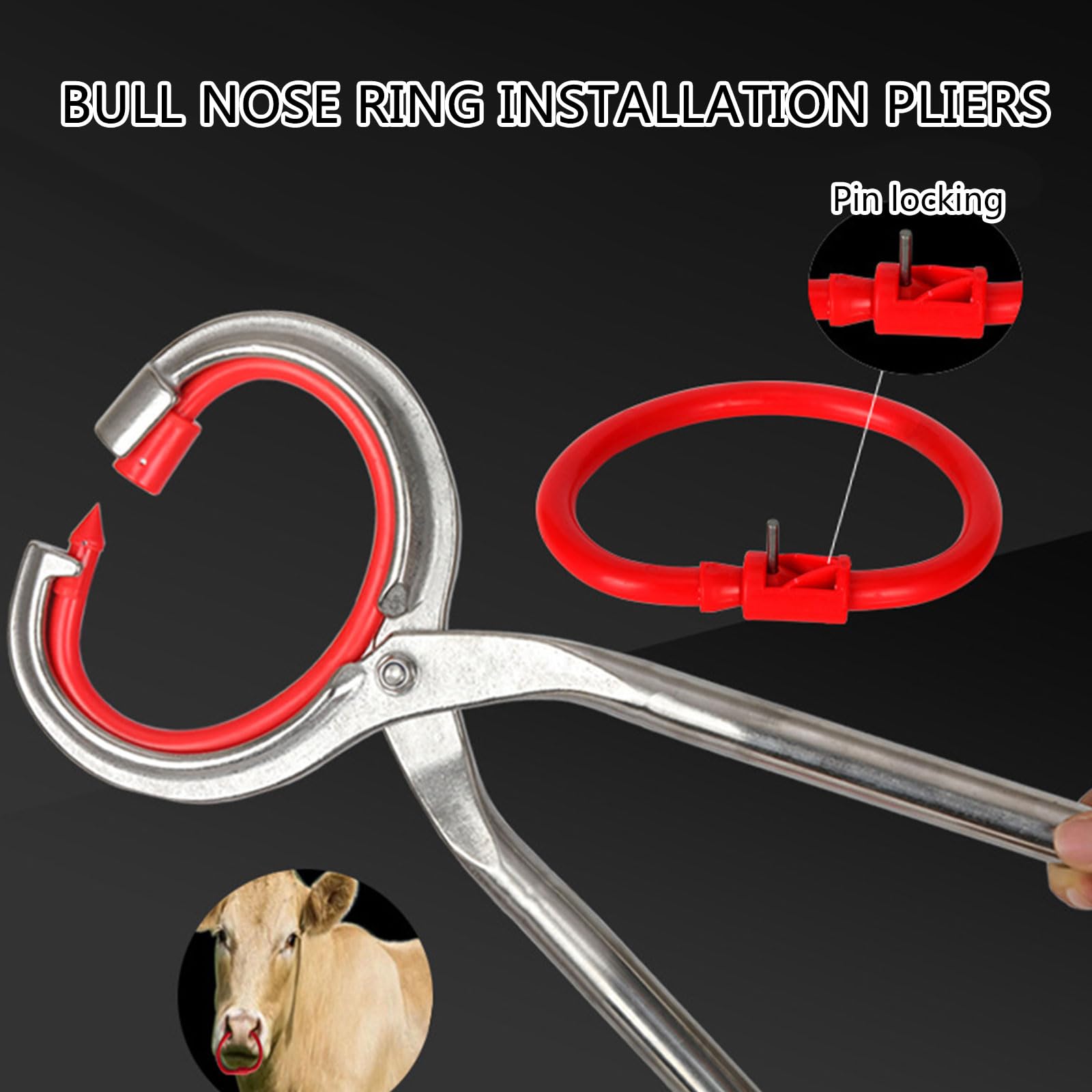 Alicates para anillos de nariz de ganado para cría de animales, alicates cómodos de usar para uso agrícola, herramienta de perforación, herramienta de anillos de nariz de animales