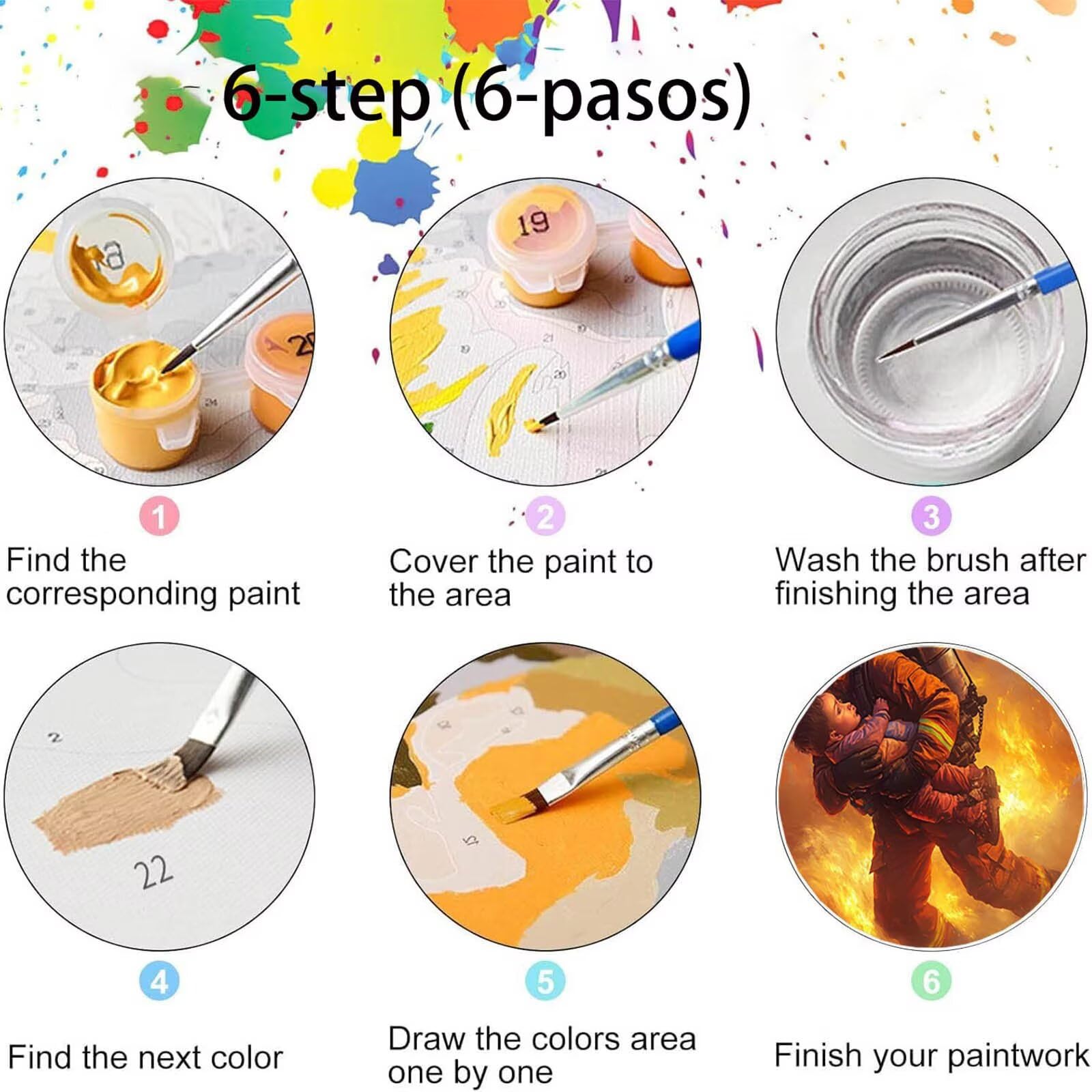 Pintar por Numeros Adultos Flamear, Pintar por Numeros Niños Kit Manualidades Adultos Bomberos Cuadros para Pintar por Numeros Pintura Acrílico, Cuadros Decoracion Salon Modernos 80X160cm 7w-T-F