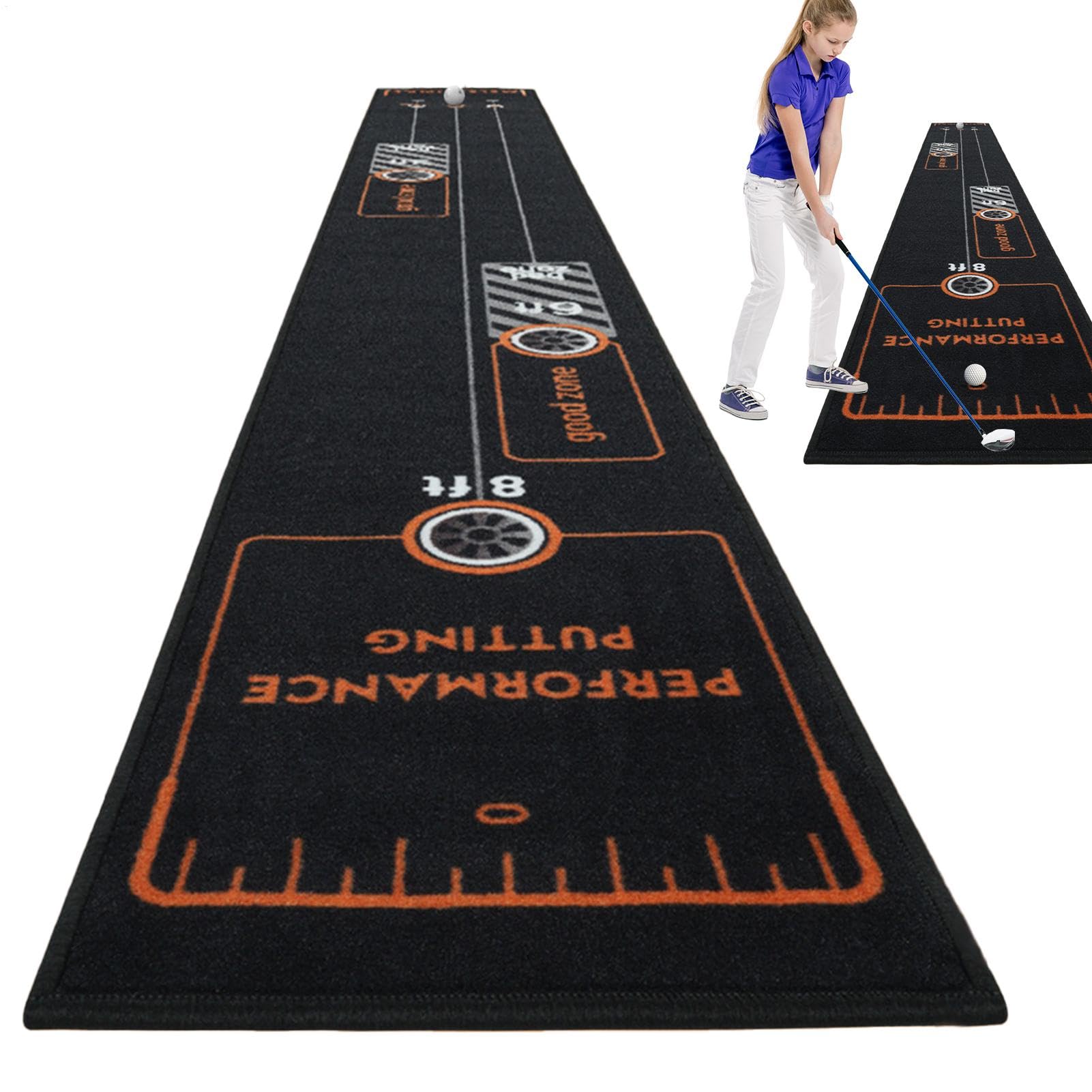 Tapis de putting de golf intérieur et extérieur pour amélioration des compétences - 8
