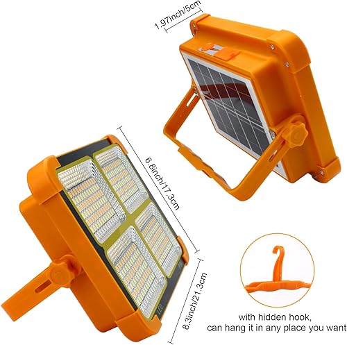 Miniatura 5 de Luz solar portátil para acampar con soporte, batería recargable de 100 W 12000 mAh con 4 modos, luces LED inalámbricas para trabajo, fallo de