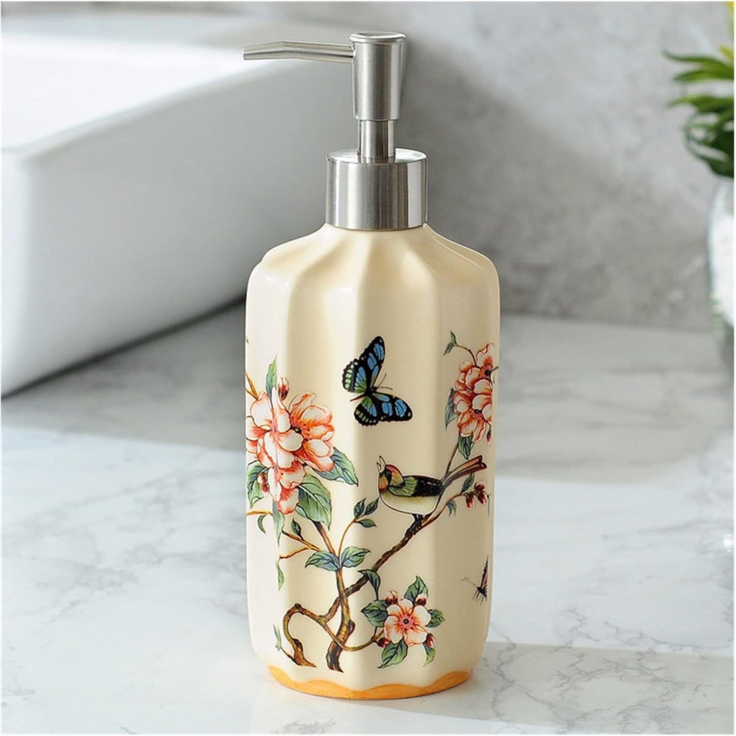 Soap Dispenser Soap Dispenser, Creative Ceramic Pump Bottle, Cute Simple Lotion Dispenser for Kitchen, Bathroom Gifts 500ml / 16.9oz Reusable