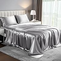 Vista 1 de HENGWEI - Juego de sábanas de satén, tamaño Cal King, 4 piezas sedosas con bolsillo profundo, juego de ropa de cama suave de lujo, transpirable