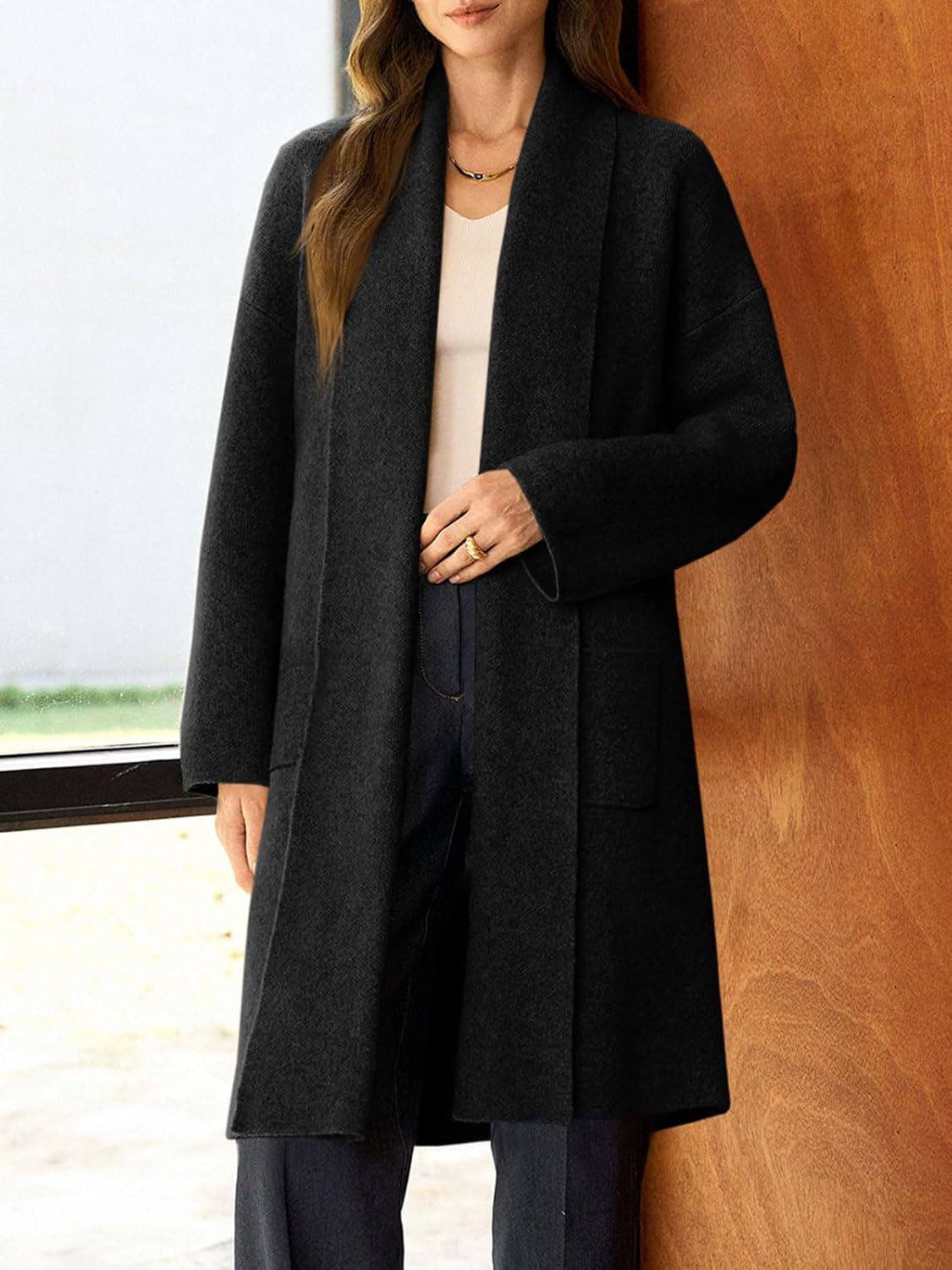 Saodimallsu Womens Long Cardigans Oversized Chunky Knit Coatigan Fall Trendy Open Front Sweater Jackets with Pockets - Image 3