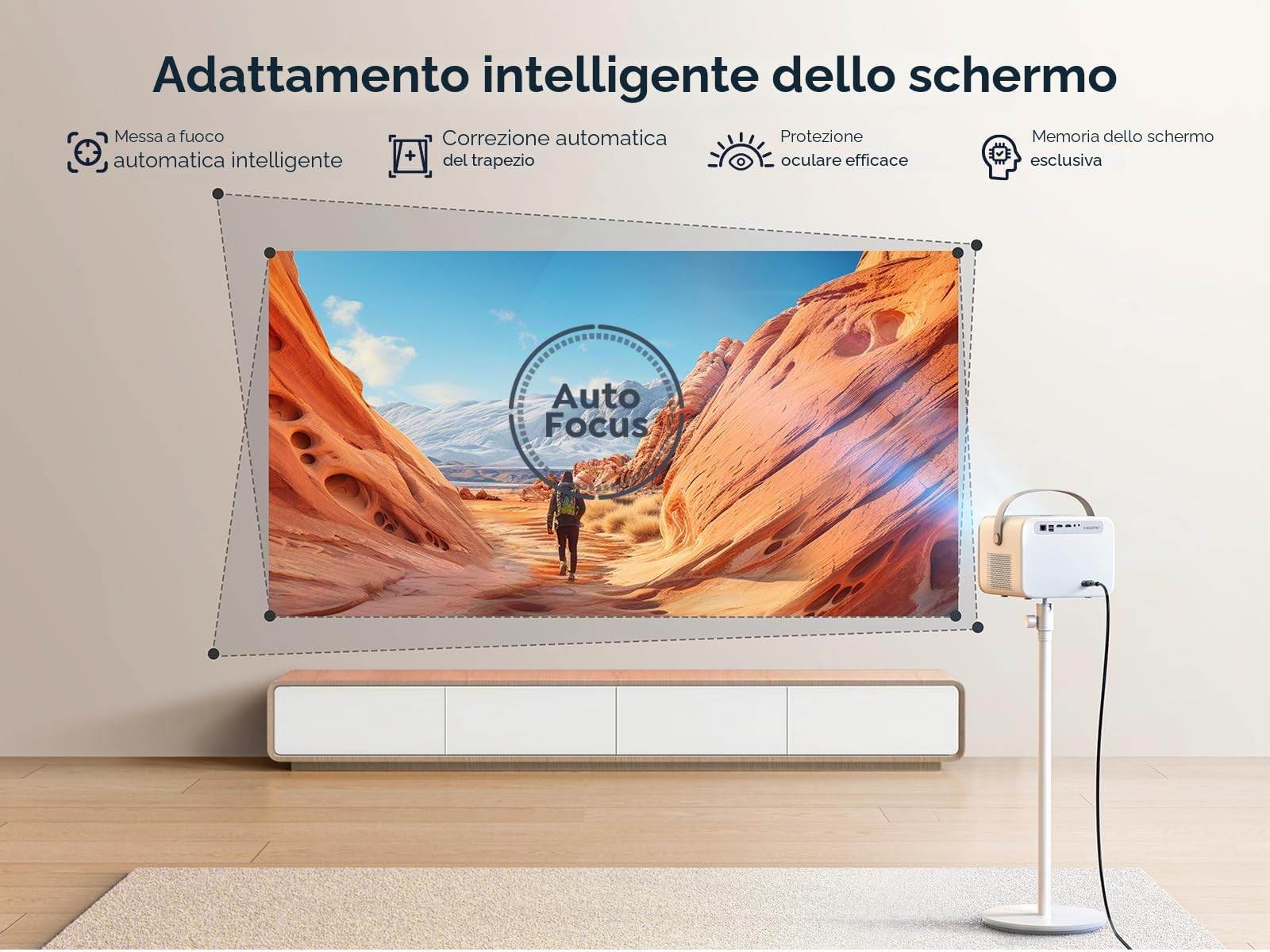 Videoproiettore Netflix Integrato, Dolby 20W Proiettore video nativo Full HD 1080P, 4K Retroproiettore WiFi Bluetooth, Auto Focus/Keystone, Yaber V12 Videoproiettore portatile completamente
