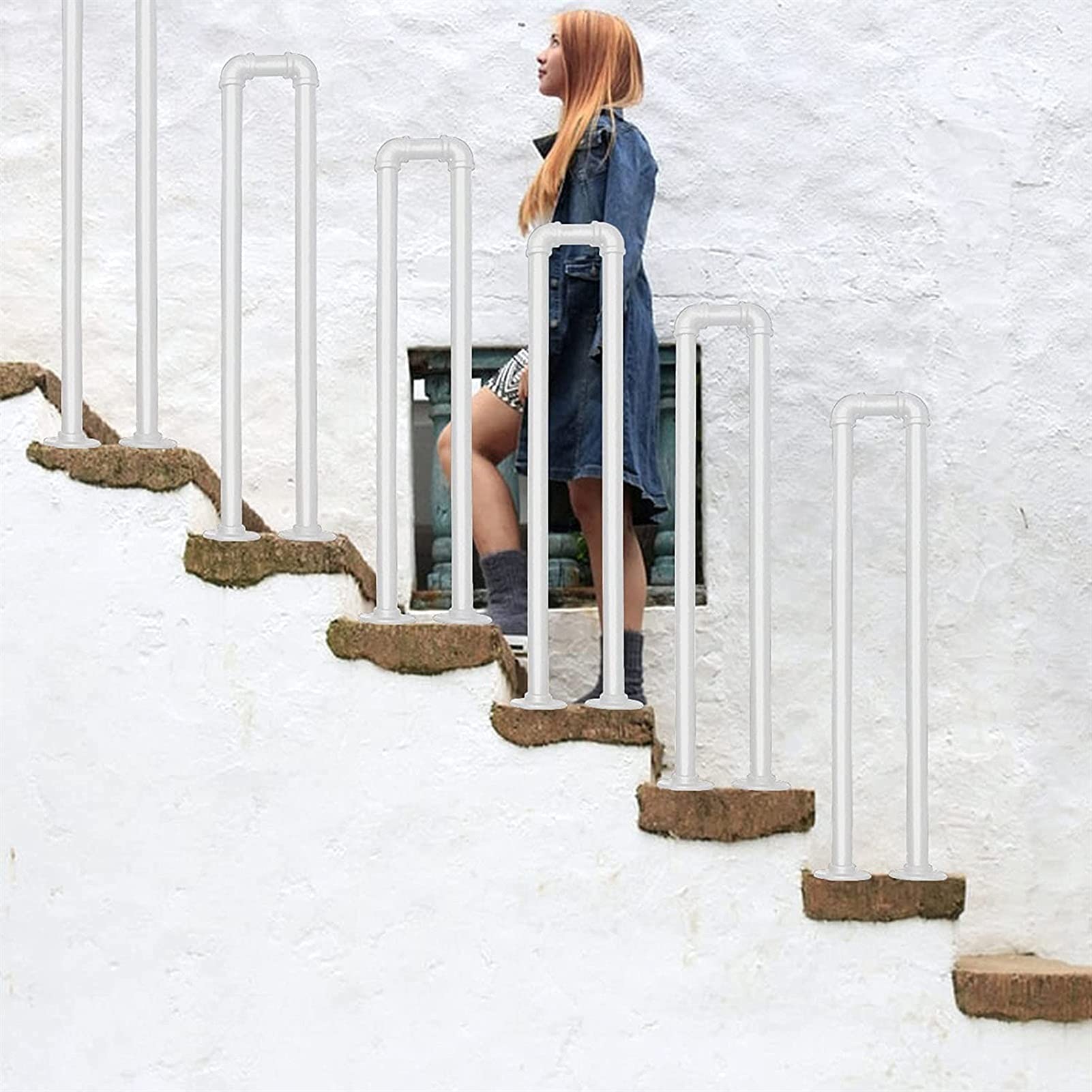 Outdoor-Handlauf Treppengeländer Dachboden Veranda Deck Stützstange für Außentreppen oder Innentreppen Handläufe U-Form Haltegriff-Set 35-100 cm (Größe: 85 cm)