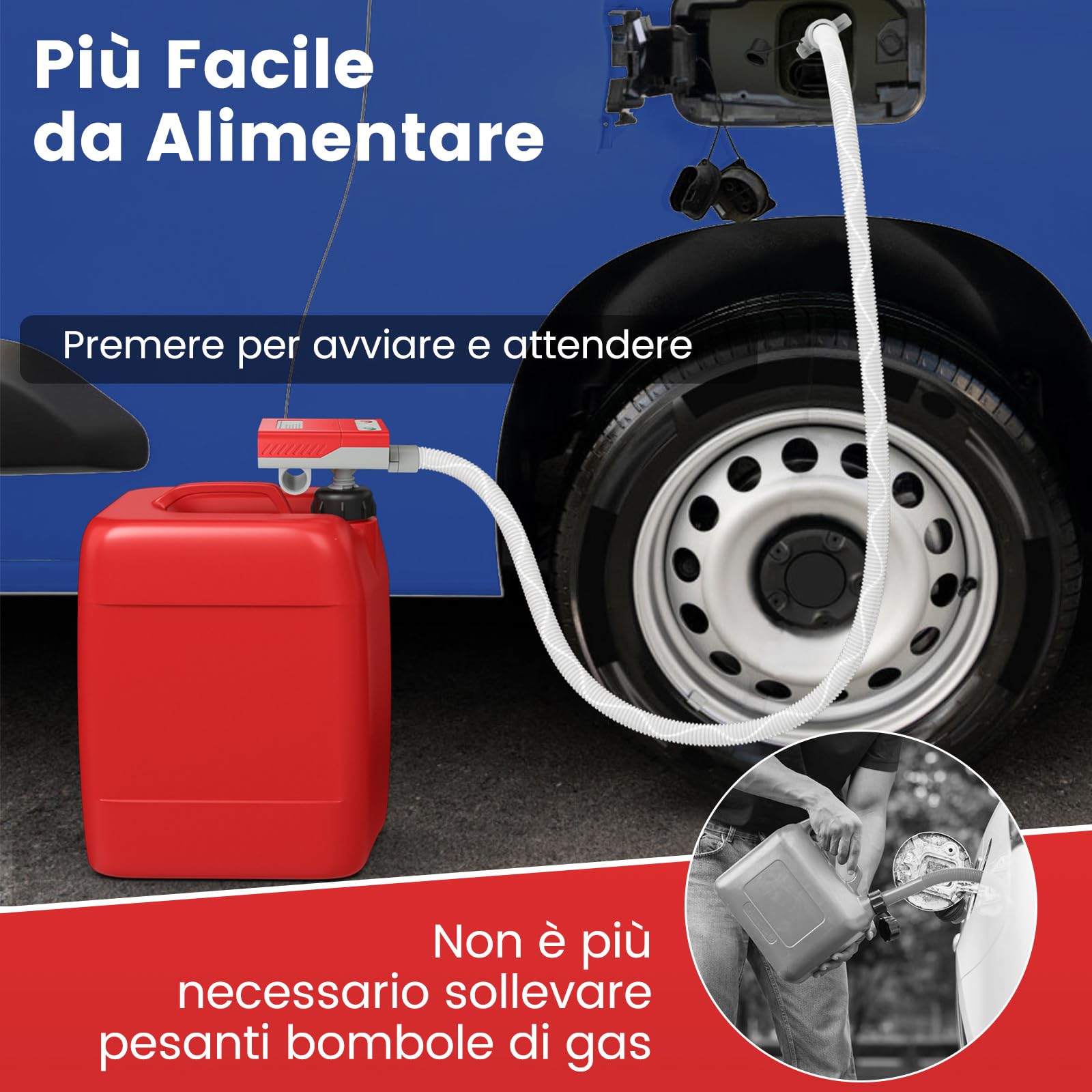 GYMAX Pompa di Trasferimento Carburante, Pompa per Bidone di Gas con Sensore di Arresto Automatico e 3 Adattatori, Pompa di Trasferimento Carburante da 14 LPM per Benzina, Diesel, Cherosene