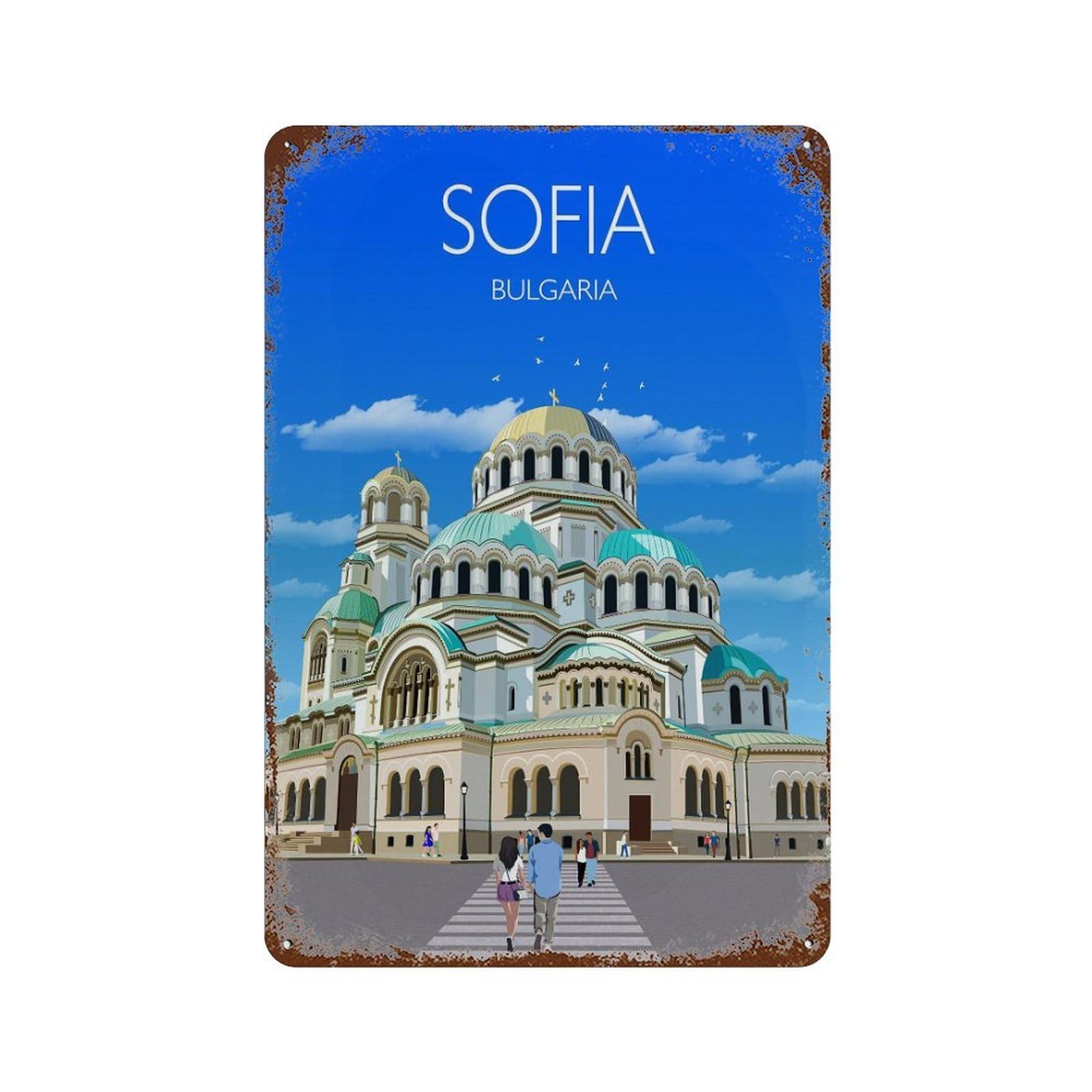xiaoxiaoshen Sofia Travel of Bulgaria Cityscape St Alexander Nevsky Cathedral Gift (2) Wall Decor Art Metal Tin Poster Modern Home Decor Art Home Bar Shop Decorations Vintage Sign 30x20cm