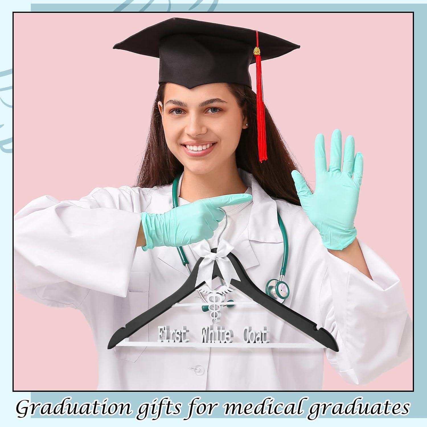 Reallnaive First White Coat Hanger White Coat Ceremony Gift for New Medical Student Doctor Pharmacist Phd Pa Physician Assistant Nursing Med School Entrance Keepsake Back to School Present