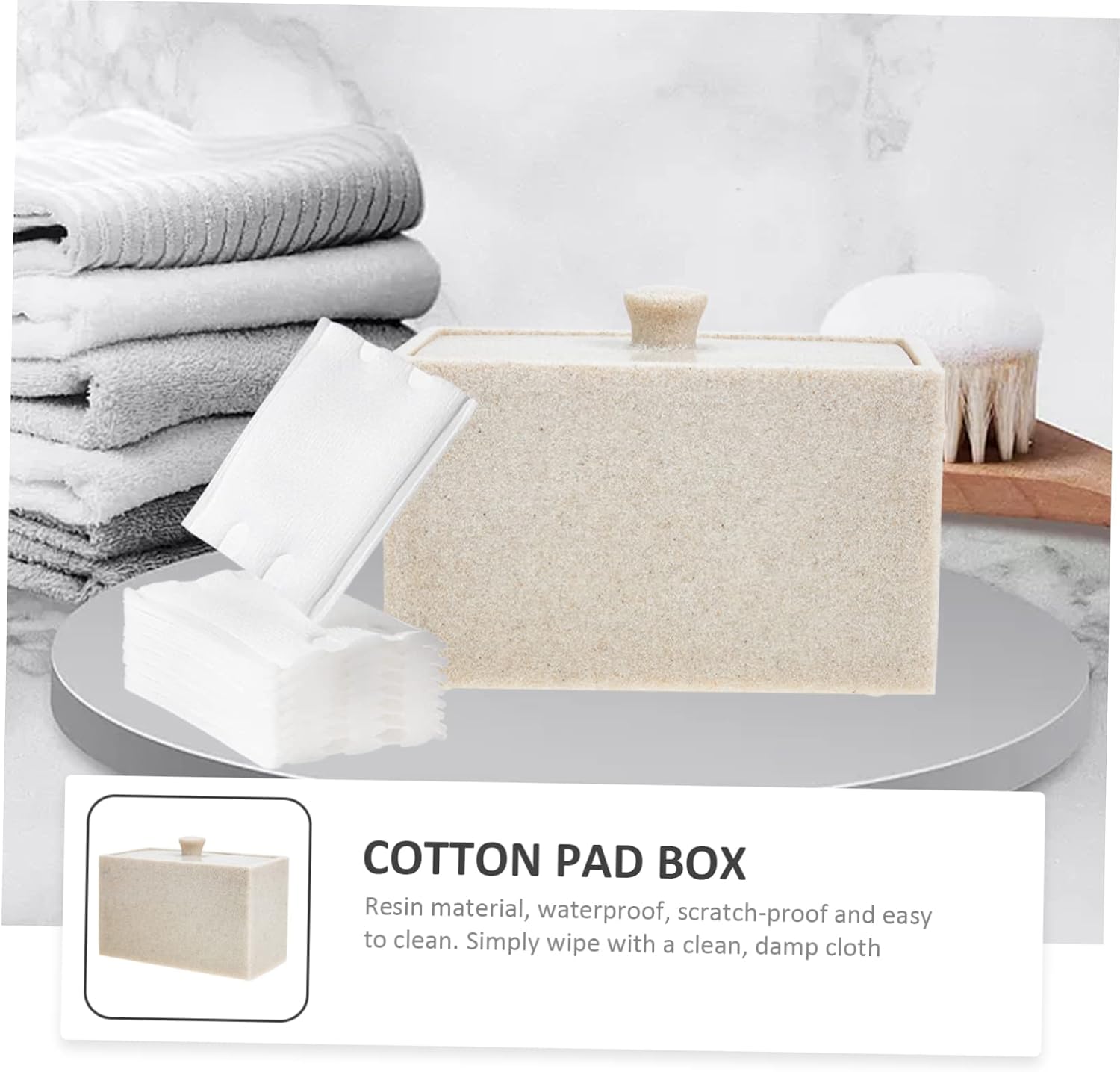 Unomor Space-saving Cotton Pad Box Lid Travel Cotton Swab Holder Resin Material Fashion-forward Design