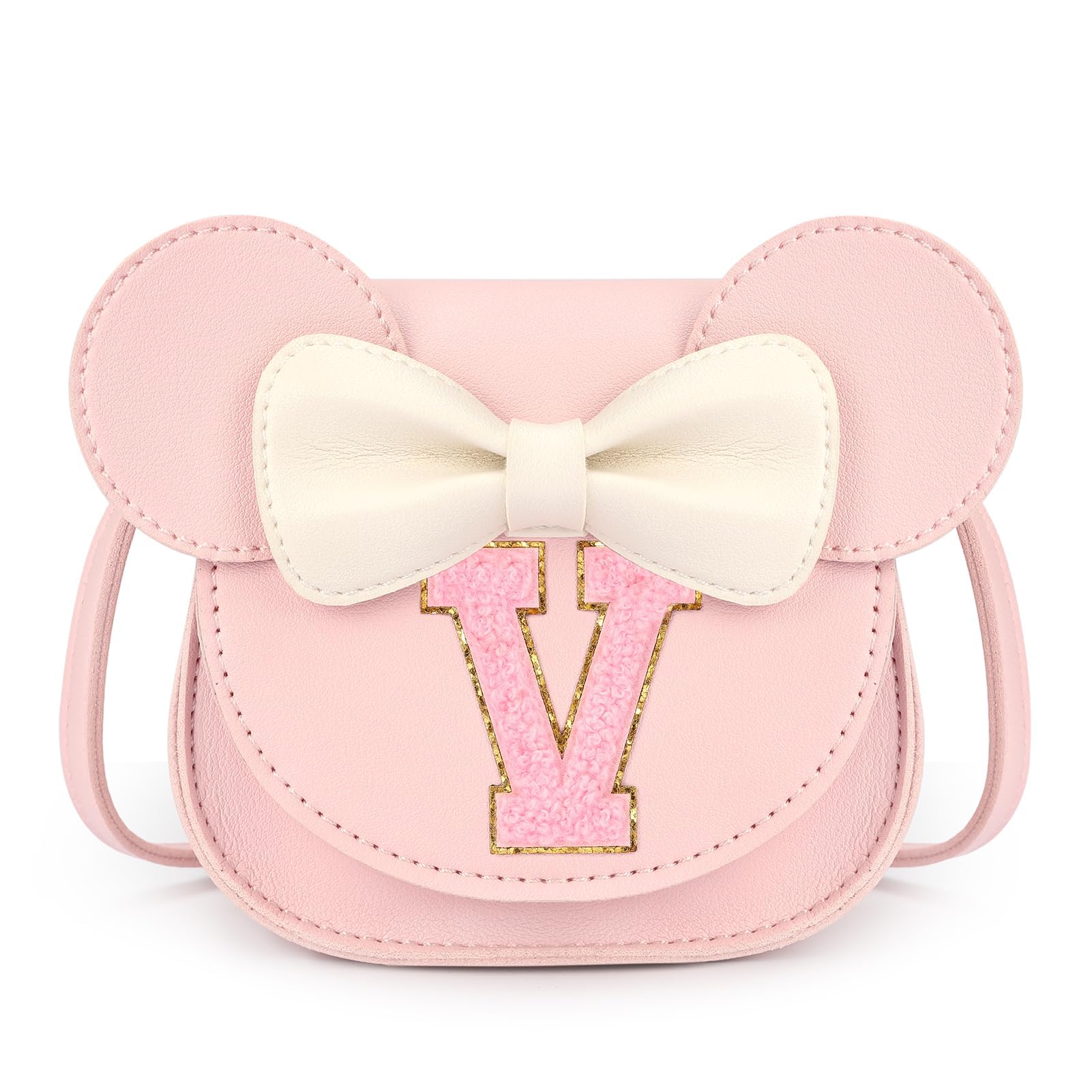 mibasies Toddler Purse for Girls Age 3-8, Pink Letter V Toy Birthday Gift