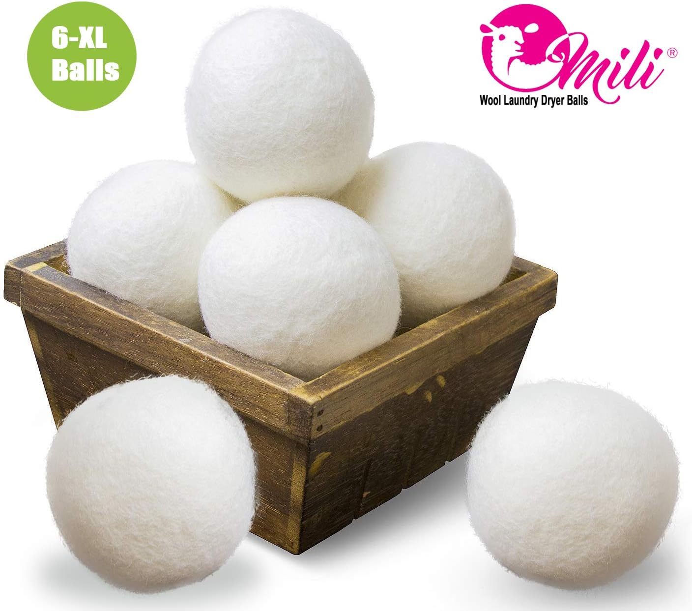 6-Pack Wool Laundry Dryer Ball by Mili Felt -Reusable Extra Large Premium Natural Fabric Softener, Reduces Clothing Wrinkles, Eco-Friendly ~ Made of 100% Pure New Zealand Wool ~ Handmade in Nepal (6)
