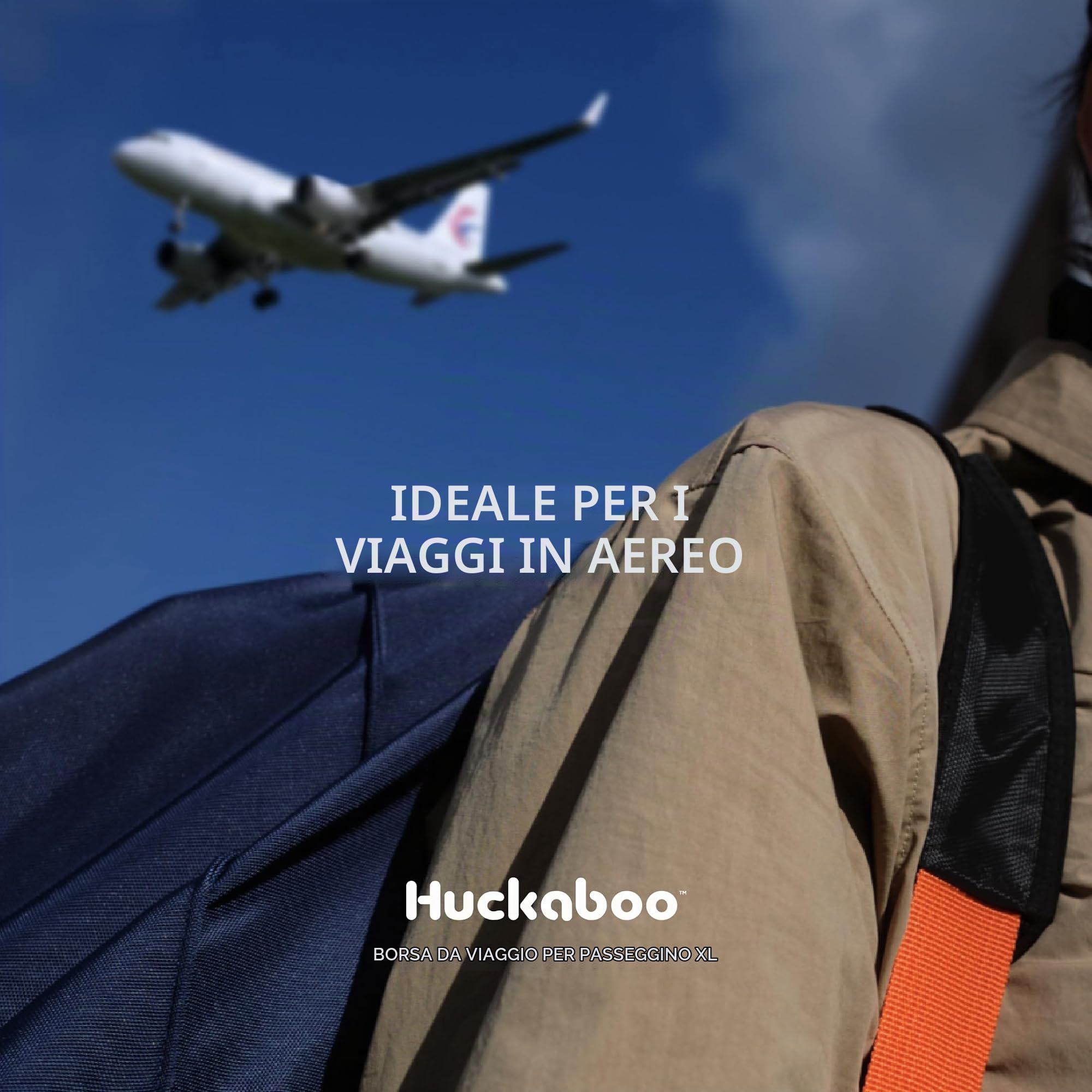 Huckaboo Borsa da viaggio XL per passeggino e carrozzina, per aereo, blu navy, blu navy, Borsa da viaggio per passeggino