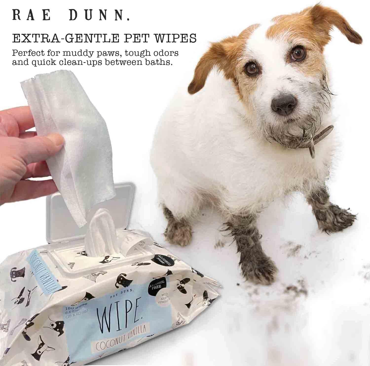 Rae Dunn Dog Wipes Cleaning Deodorizing Paw Wipes, Pet Supplies for Grooming, 150 Count : Pet Supplies